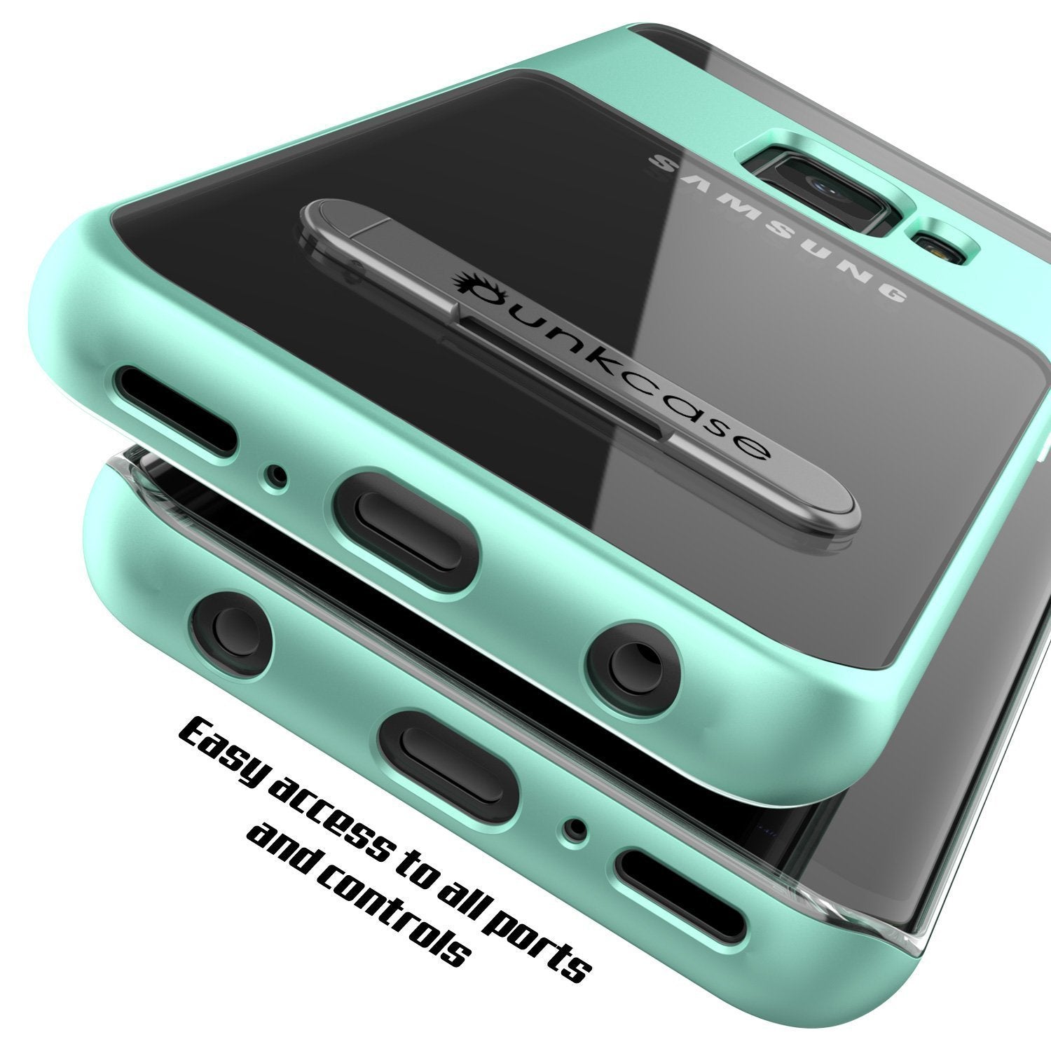 Galaxy S9 Case, PUNKcase [LUCID 3.0 Series] [Slim Fit] [Clear Back] Armor Cover w/ Integrated Kickstand, Anti-Shock System & PUNKSHIELD Screen Protector for Samsung Galaxy S9 [Teal] (Color in image: Gold)