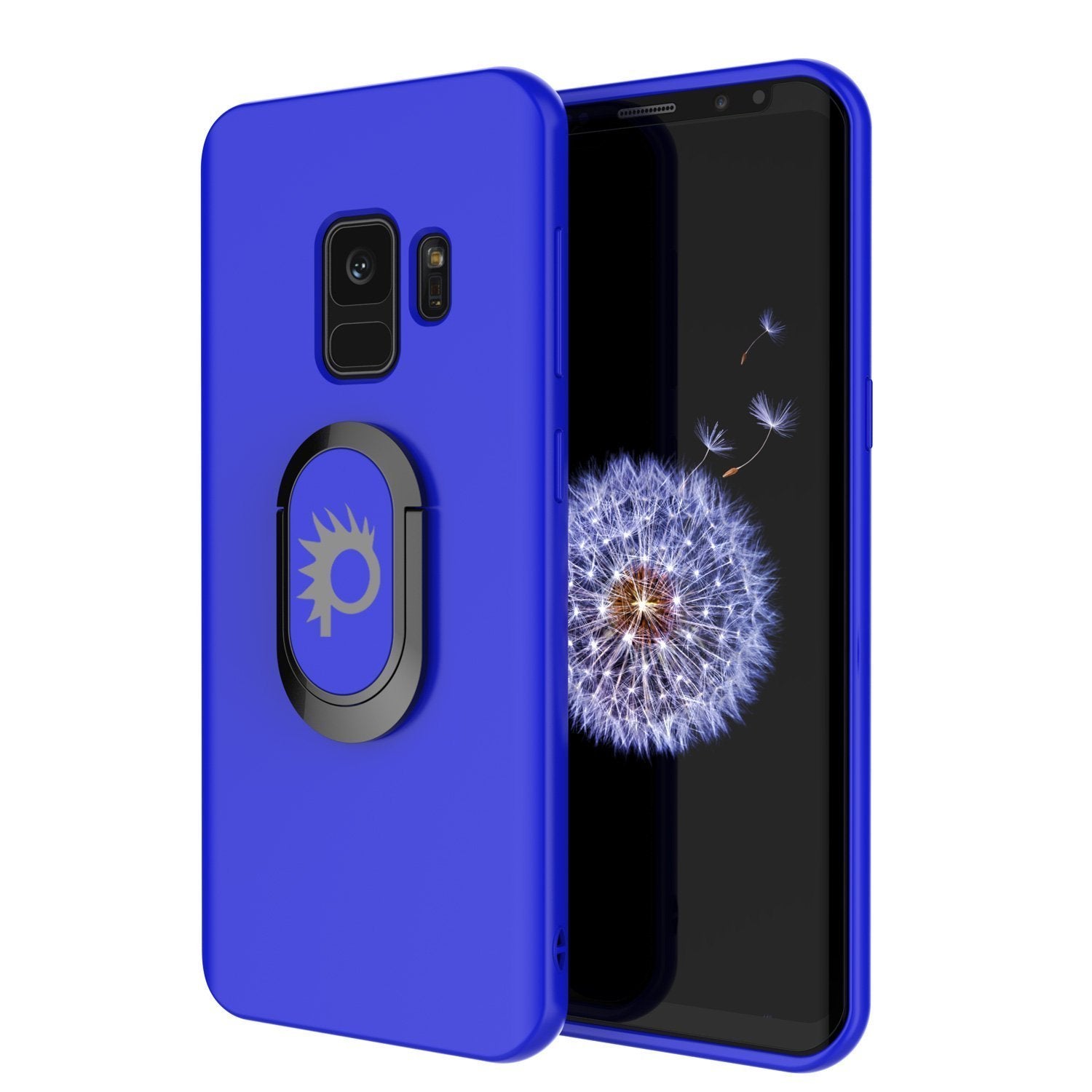 Capa Galaxy S9, Punkcase Magnetix Protetora de TPU com Suporte e Anel Giratório, Holder Grip e Placa Metálica para Suporte de Carro Magnético para Celular, ALÉM de Protetor de Tela PunkShield para Samsung S9 Edge [Azul]