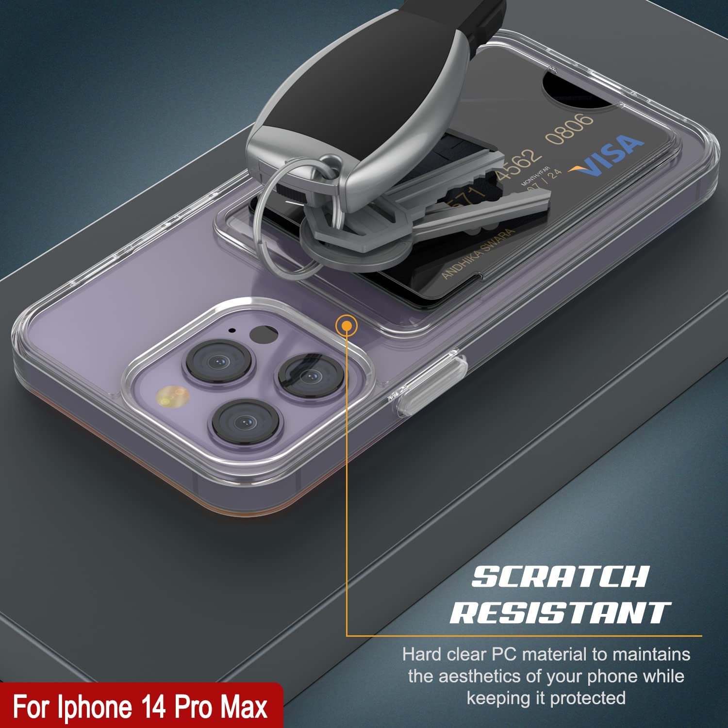 Capa Porta-cartões para iPhone 14 Pro Max [Série Crystal CardSlot] [Ajuste Slim]