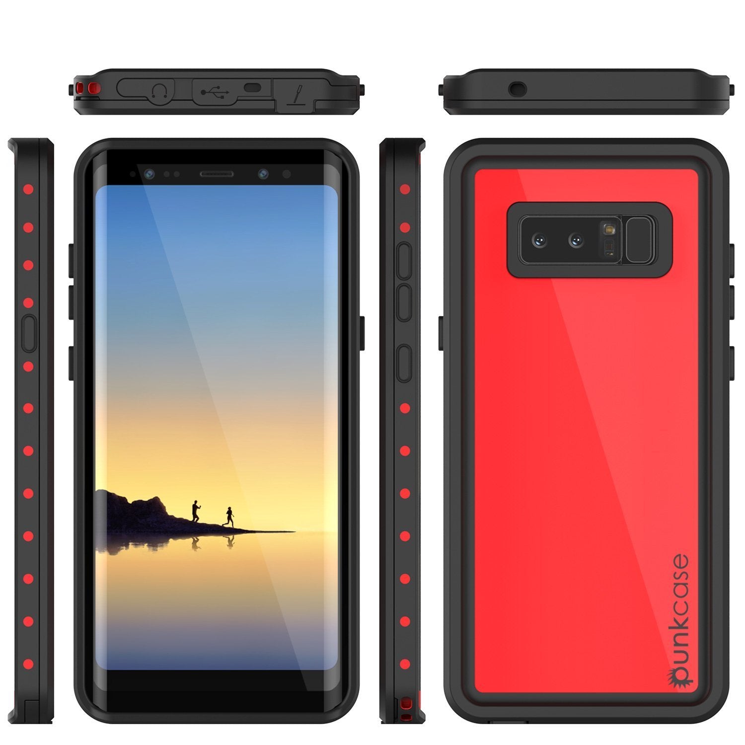 Note 8 Waterproof Case PunkCase StudStar Red Thin 6.6ft Underwater IP68 Shock/Snow Proof (Color in image: light blue)