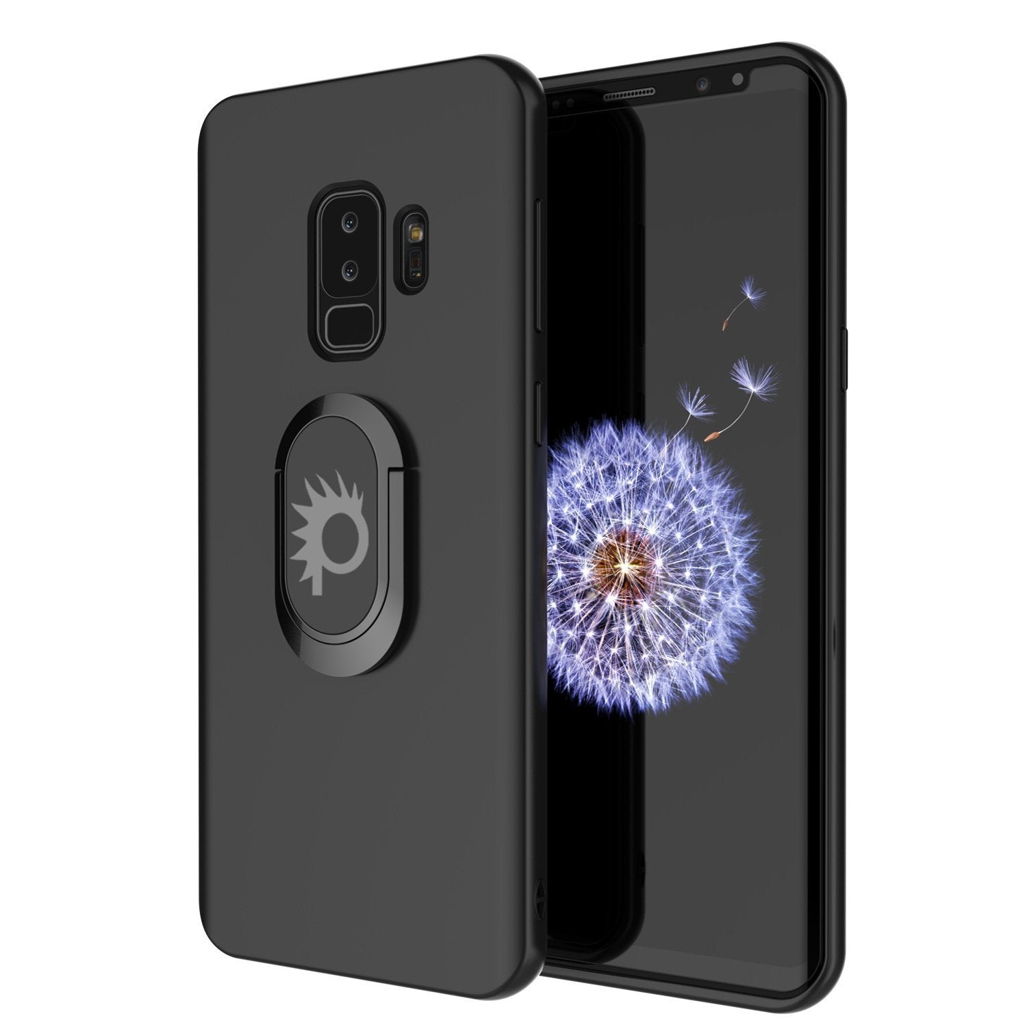 Galaxy S9 PLUS, Capa Protetora TPU Punkcase Magnetix com Suporte Kickstand, Anel Grip Holder e Placa Metálica para Suporte Magnético de Carro para Telefone PLUS Protetor de Tela PunkShield para Samsung S9+ Edge [Preto]