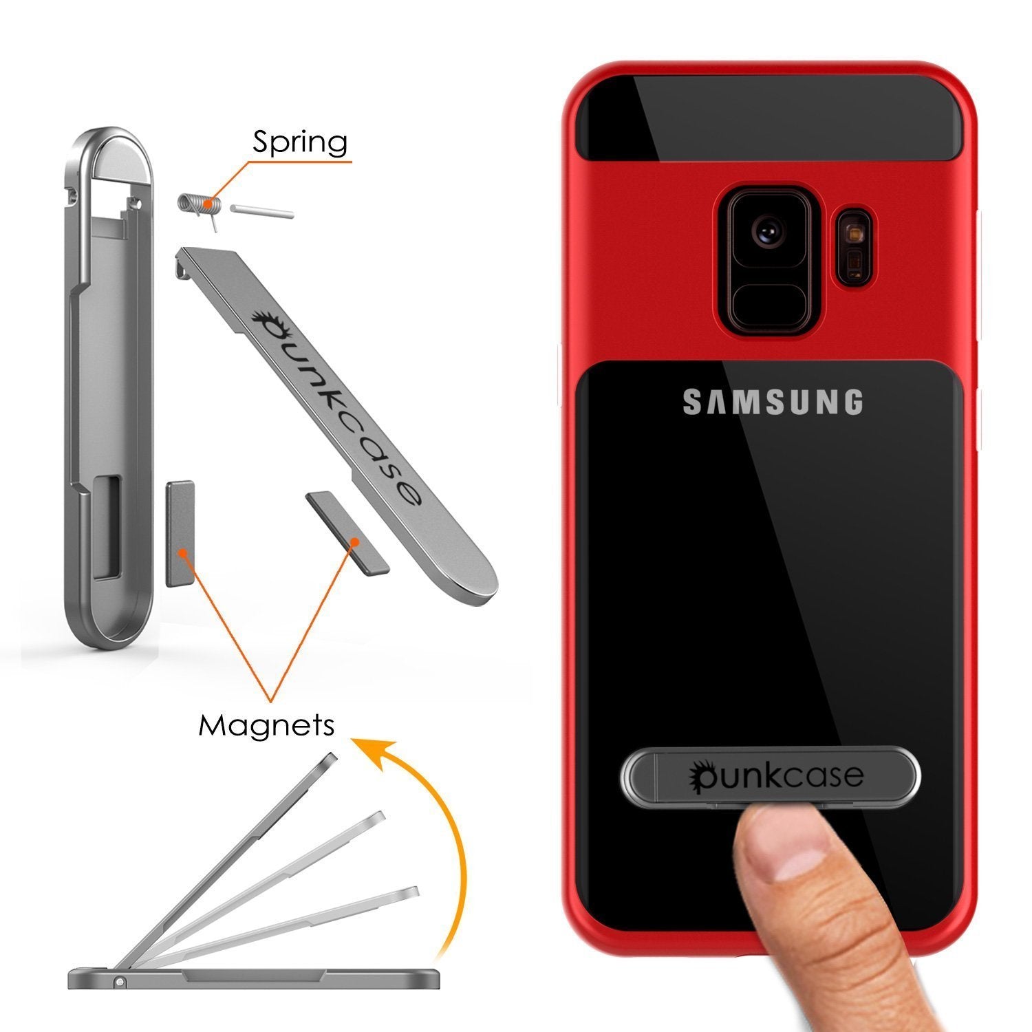 Galaxy S9 Case, PUNKcase [LUCID 3.0 Series] [Slim Fit] [Clear Back] Armor Cover w/ Integrated Kickstand, Anti-Shock System & PUNKSHIELD Screen Protector for Samsung Galaxy S9 [Red] (Color in image: Rose Gold)
