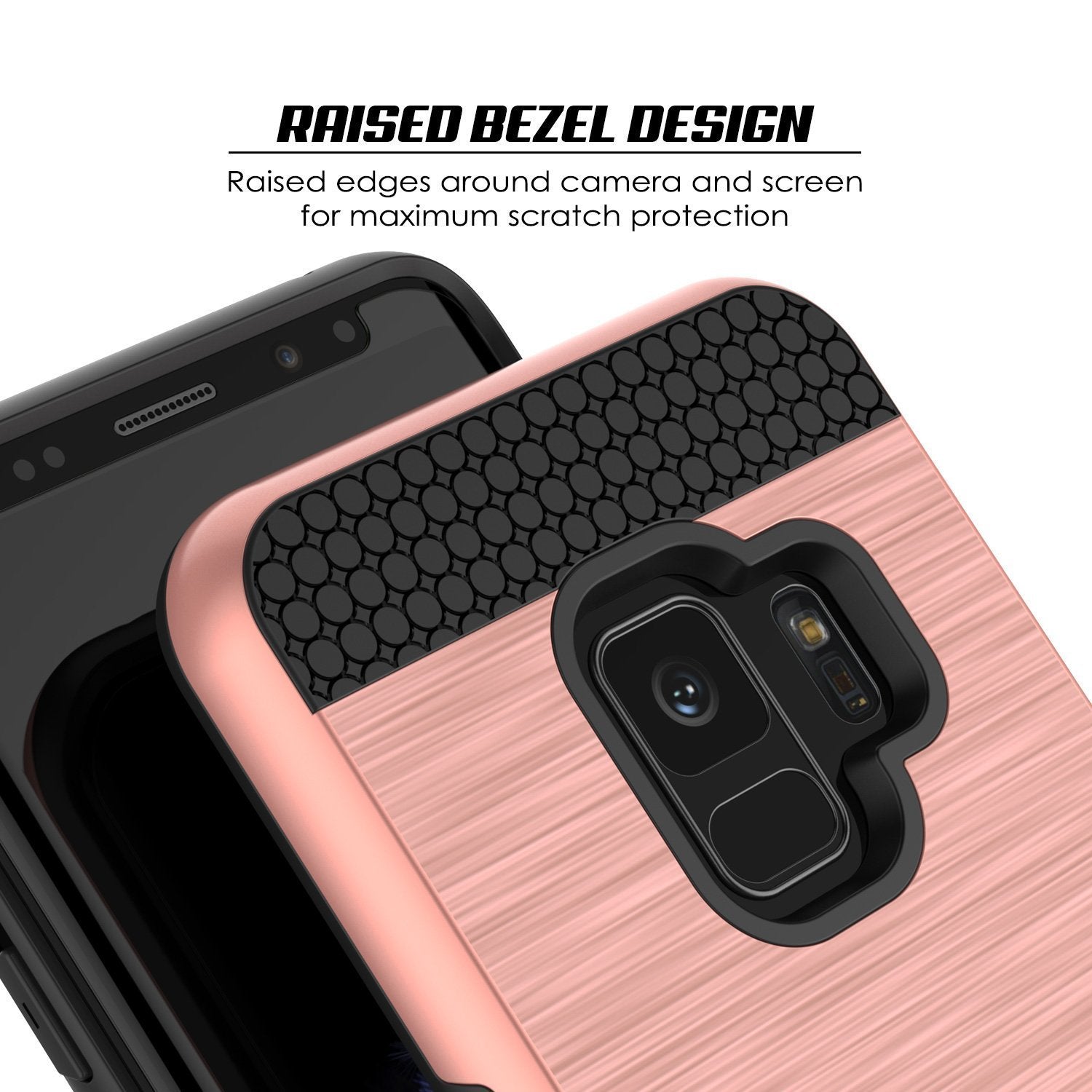 Galaxy S9 Case, PUNKcase [SLOT Series] [Slim Fit] Dual-Layer Armor Cover w/Integrated Anti-Shock System, Credit Card Slot [Rose Gold] (Color in image: Grey)