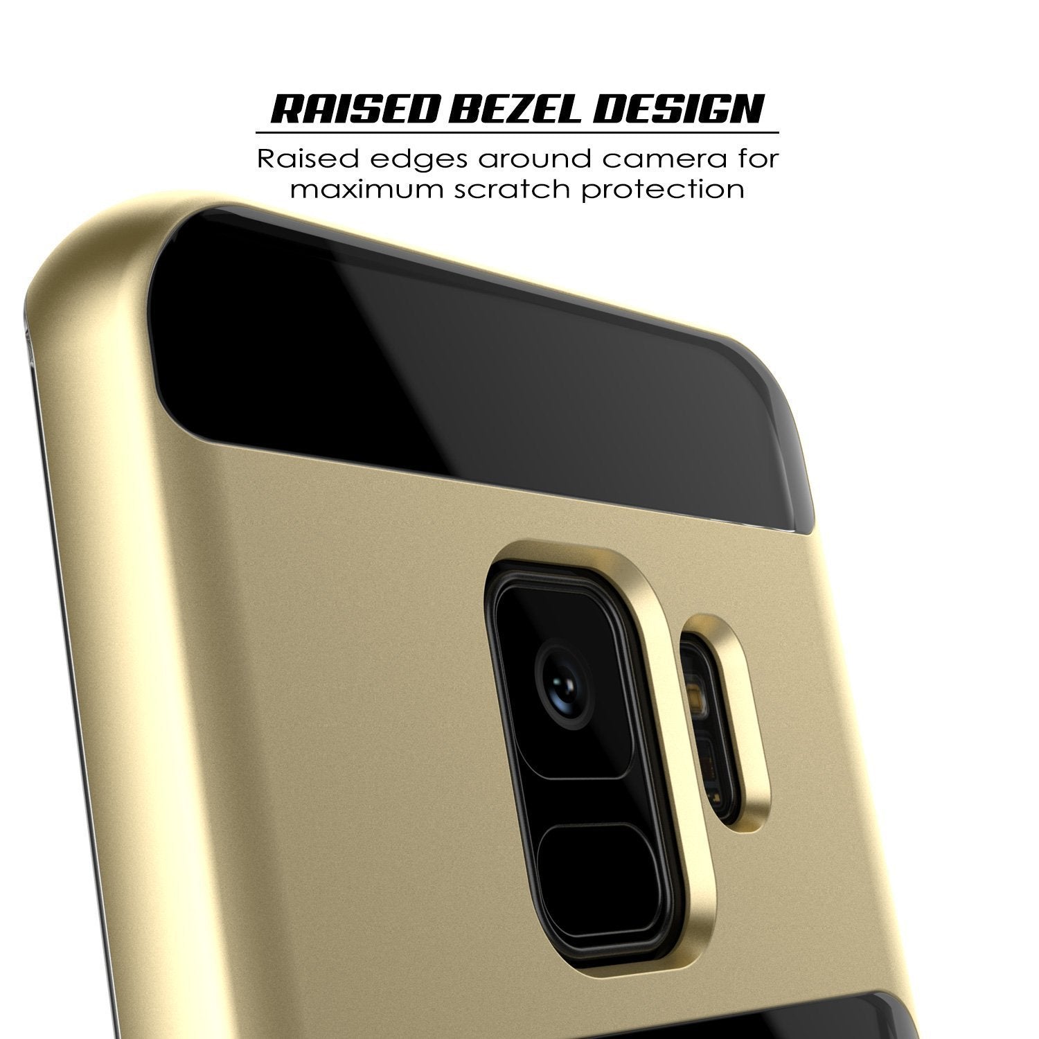 Galaxy S9 Case, PUNKcase [LUCID 3.0 Series] [Slim Fit] [Clear Back] Armor Cover w/ Integrated Kickstand, Anti-Shock System & PUNKSHIELD Screen Protector for Samsung Galaxy S9 [Gold] 