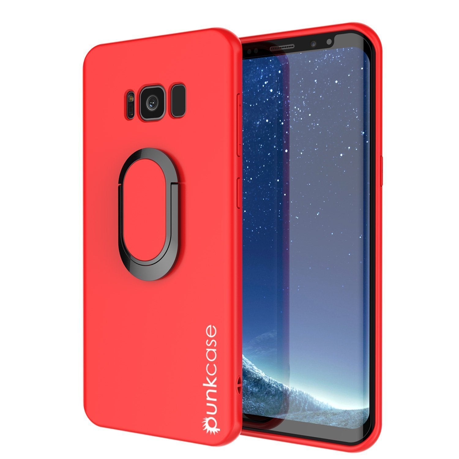 Capa Galaxy S8, Punkcase Magnetix Protetora de TPU com Suporte, Protetor de Tela [Vermelho]