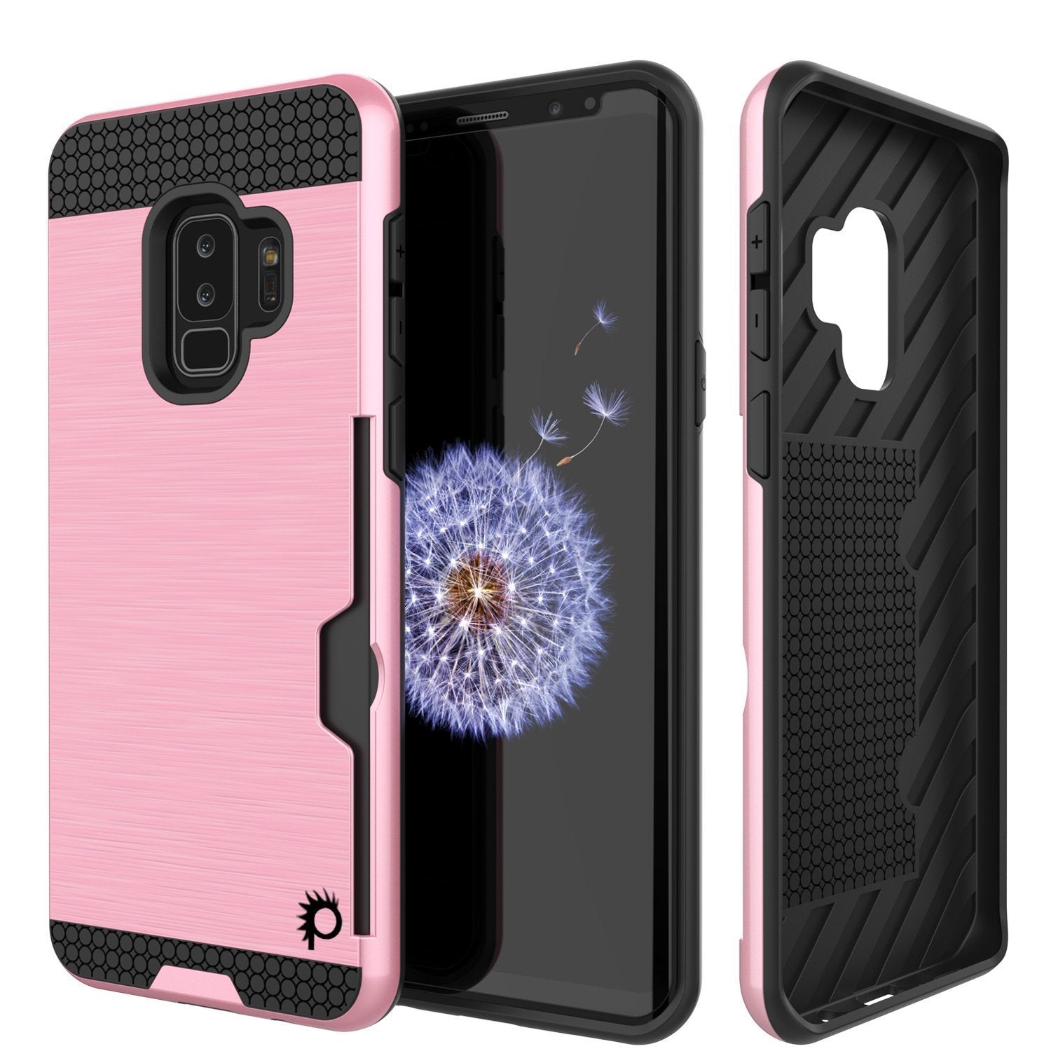 Capa para Galaxy S9 Plus, PUNKcase [Série SLOT] [Ajuste Slim] Capa de Armadura de Dupla Camada com Sistema Anti-Choque Integrado [Rosa]