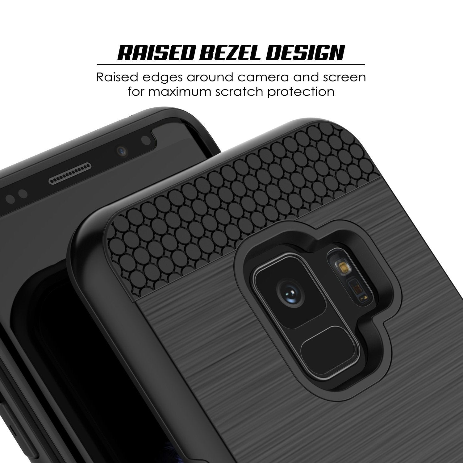Galaxy S9 Case, PUNKcase [SLOT Series] [Slim Fit] Dual-Layer Armor Cover w/Integrated Anti-Shock System, Credit Card Slot [Black] (Color in image: Pink)