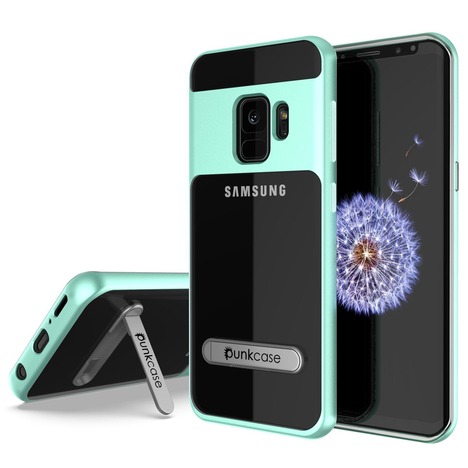 Capa Galaxy S9, PUNKcase [Série LUCID 3.0] [Ajuste Slim] [Costas Transparentes] Capa de Armadura c/ Suporte Integrado, Sistema Anti-Choque & Protetor de Tela PUNKSHIELD para Samsung Galaxy S9 [Azul-Verde]
