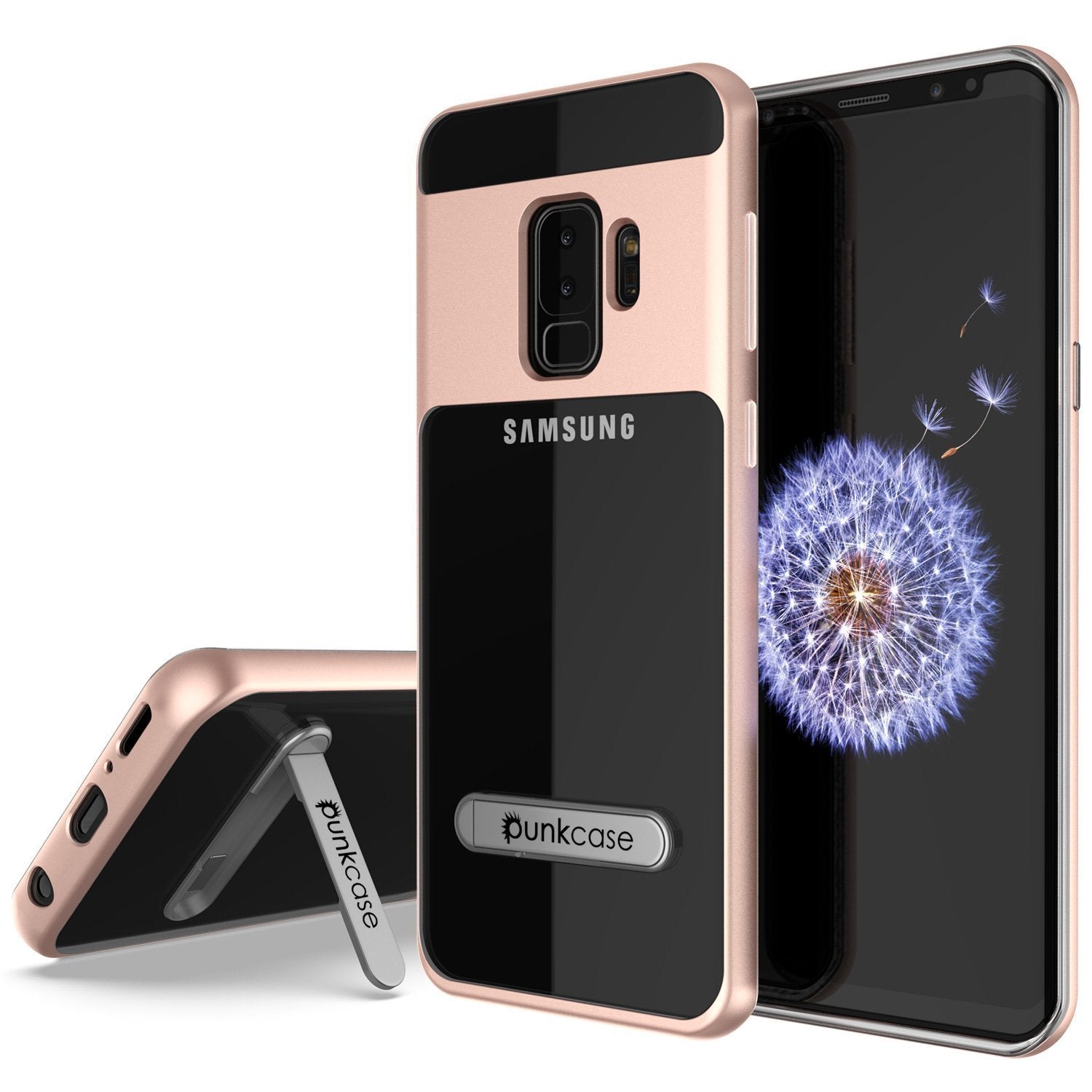 Capa Galaxy S9+ Plus, PUNKcase [Série LUCID 3.0] [Ajuste Slim] [Costas Transparentes] Capa Armor com Suporte Integrado, Sistema Anti-choque & Protetor de Tela PUNKSHIELD para Samsung Galaxy S9+ Plus [Ouro Rosa]