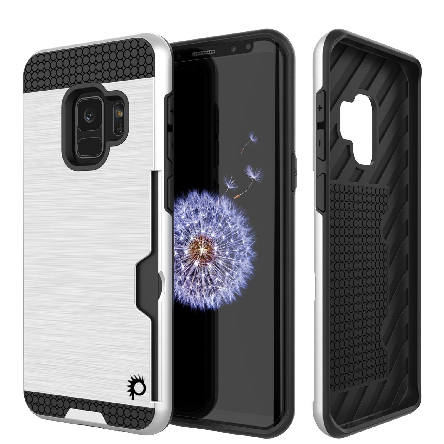 Capa para Galaxy S9, PUNKcase [Série SLOT] [Ajuste Slim] Capa de Armadura de Dupla Camada com Sistema Anti-Choque Integrado, Slot para Cartão de Crédito e Protetor de Tela [Branco]