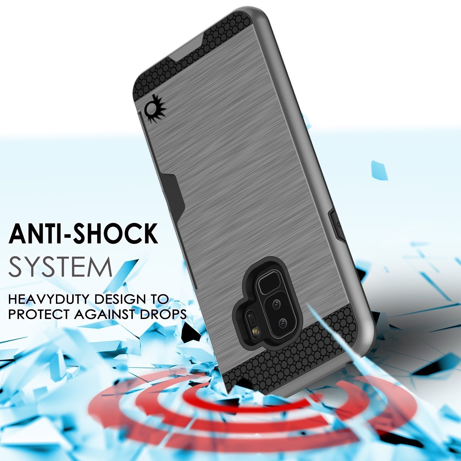 Galaxy S9 Plus Case, PUNKcase [SLOT Series] [Slim Fit] Dual-Layer Armor Cover w/Integrated Anti-Shock System [Grey] (Color in image: Gold)