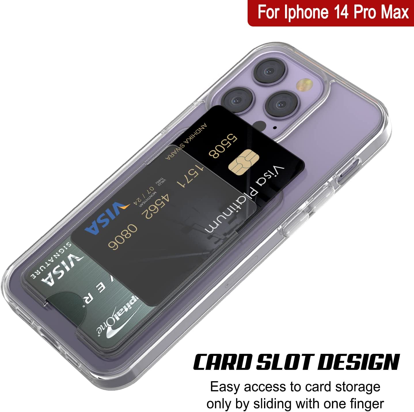Capa Porta-cartões para iPhone 14 Pro Max [Série Crystal CardSlot] [Ajuste Slim]