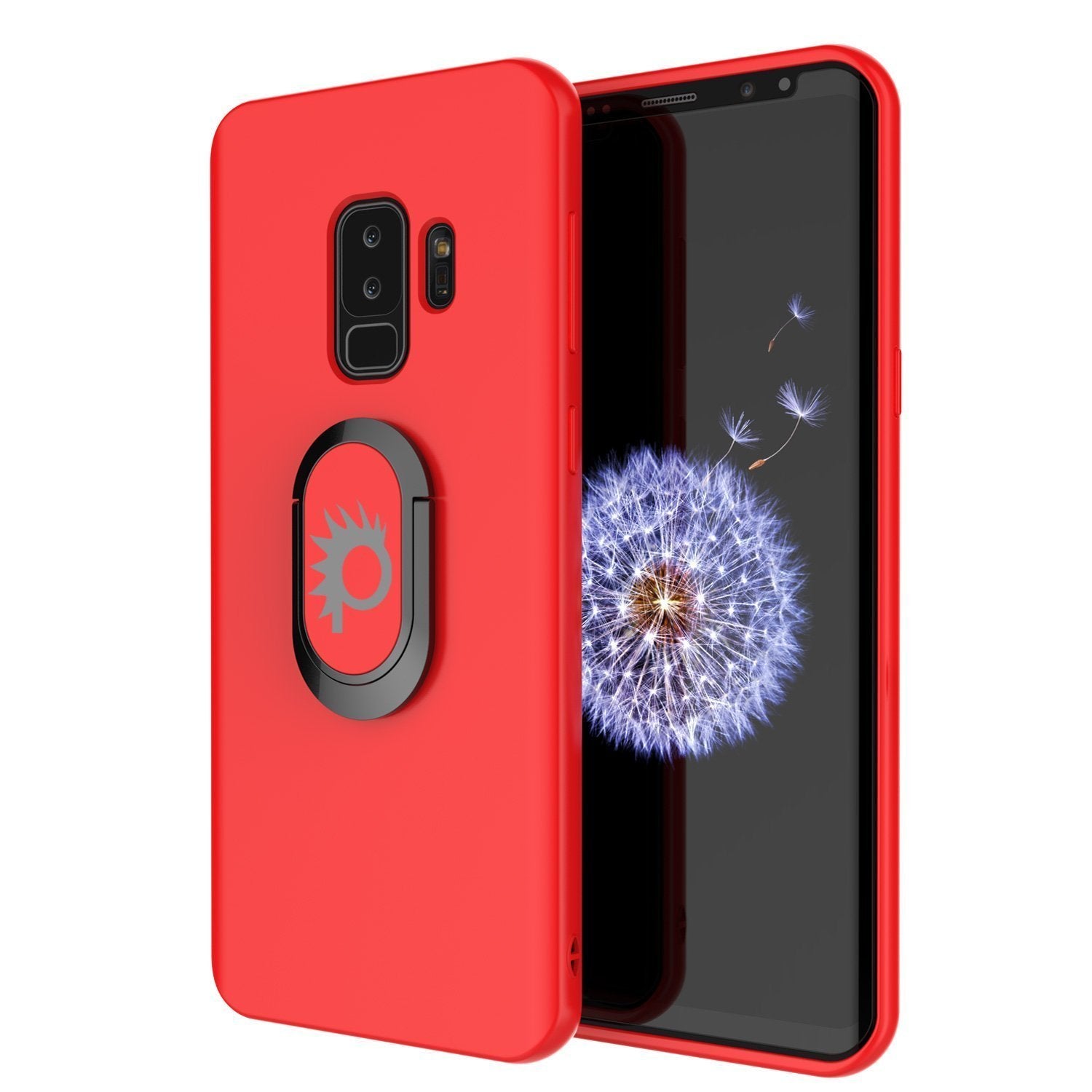 Galaxy S9 PLUS, Capa Protetora Punkcase Magnetix TPU com Suporte, Anel Grip e Chapa Metálica para Suporte Magnético para Carro mais Protetor de Tela PunkShield para Samsung S9+ Edge [Vermelho]