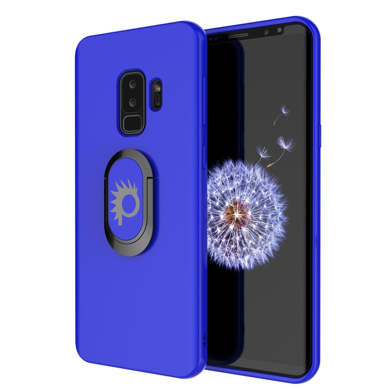 Galaxy S9 PLUS, Capa protetora TPU Punkcase Magnetix com suporte para Kickstand, anel Grip Holder & placa de metal para suporte magnético para carro PLUS Protetor de tela PunkShield para Samsung S9+ Edge [Azul]