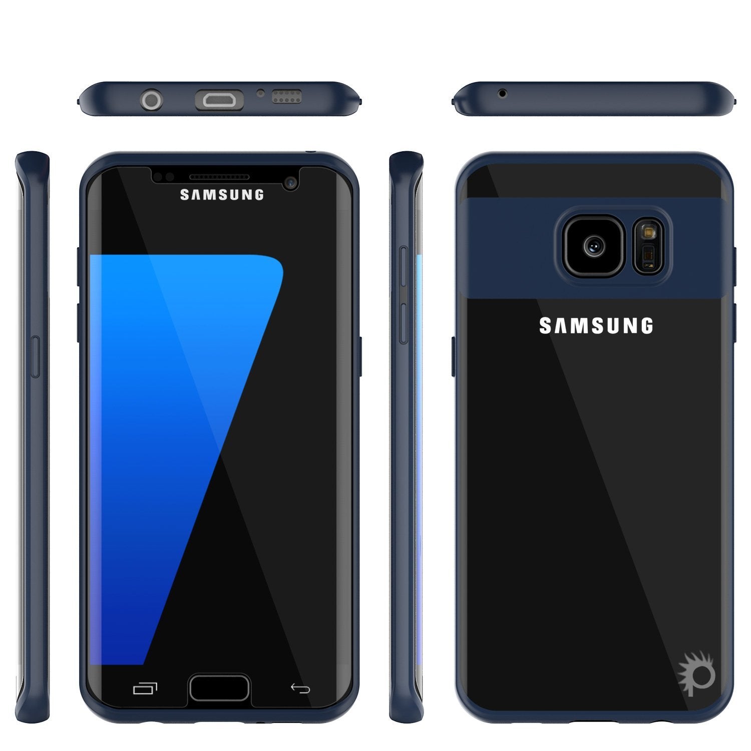 Capa para Galaxy S7 Edge [Série MÁSCARA] [MARINHO] Cobertura Híbrida de Corpo Inteiro de Dupla Camada de TPU com Protetor de Tela PUNKSHIELD Protetor.