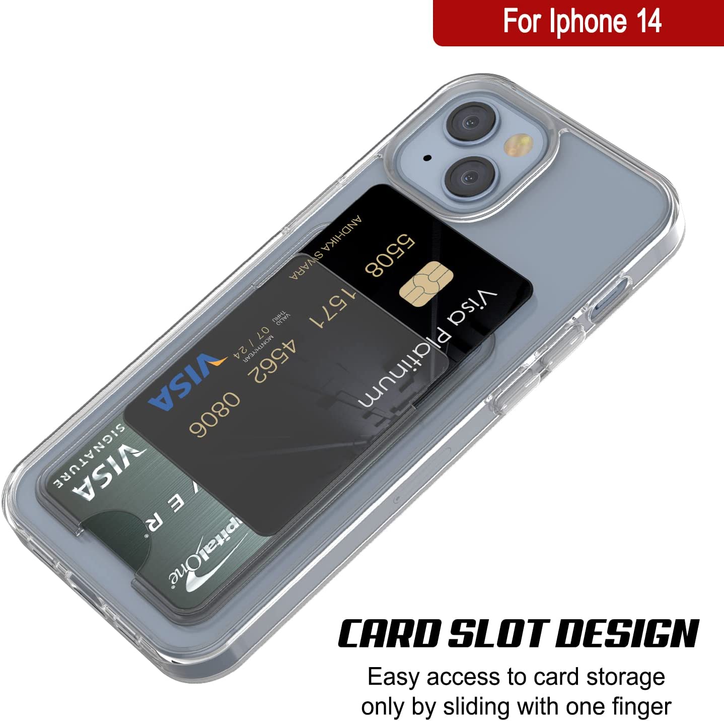 Capa com suporte para cartão iPhone 14 [Série Crystal CardSlot] [Ajuste Slim]