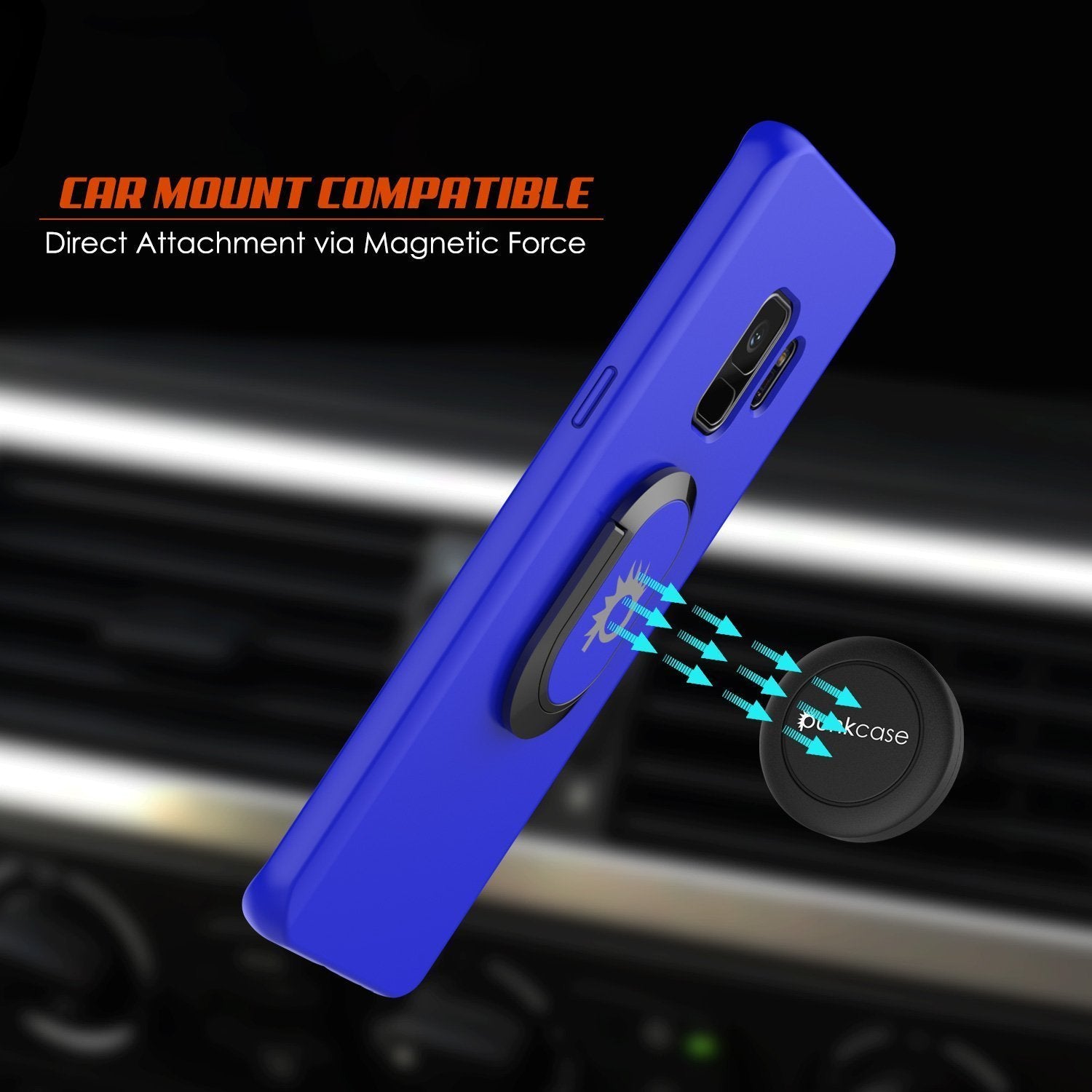 Galaxy S9 Case, Punkcase Magnetix Protective TPU Cover W/ Kickstand, Ring Grip Holder & Metal Plate for Magnetic Car Phone Mount PLUS PunkShield Screen Protector for Samsung S9 Edge [Blue] 