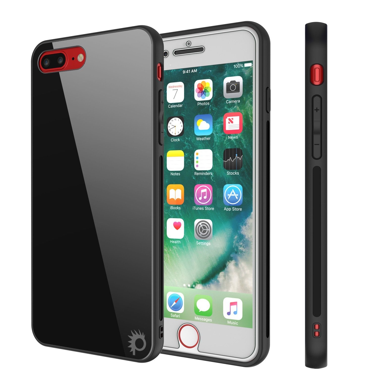 Capa iPhone 8 PLUS, Punkcase GlassShield Ultra Fina Protetora de Vidro Temperado 9H de Corpo Inteiro com Proteção Contra Quedas e Aderência Antiderrapante para Apple iPhone 7 PLUS / Apple iPhone 8 PLUS (Preto)