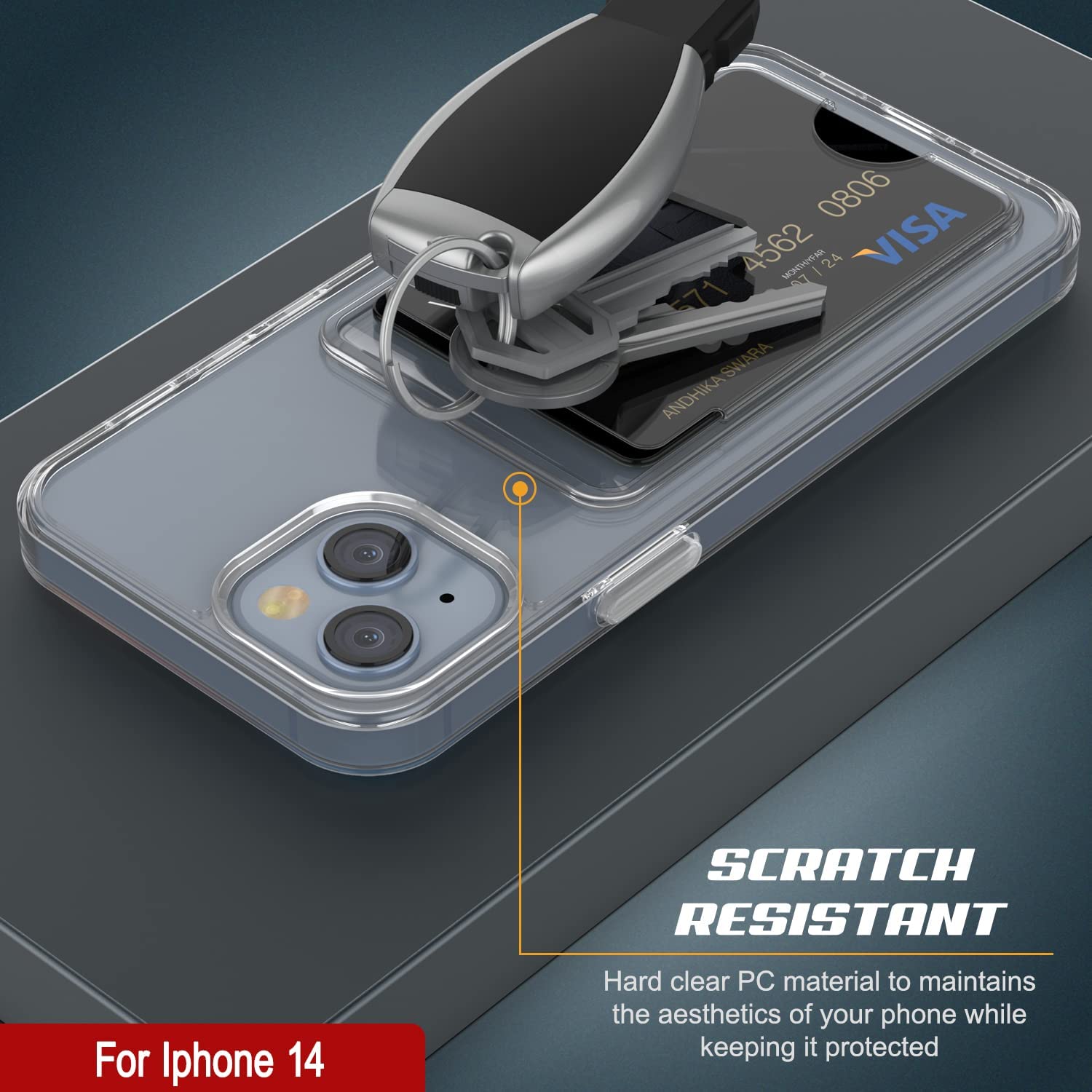 Capa com suporte para cartão iPhone 14 [Série Crystal CardSlot] [Ajuste Slim]