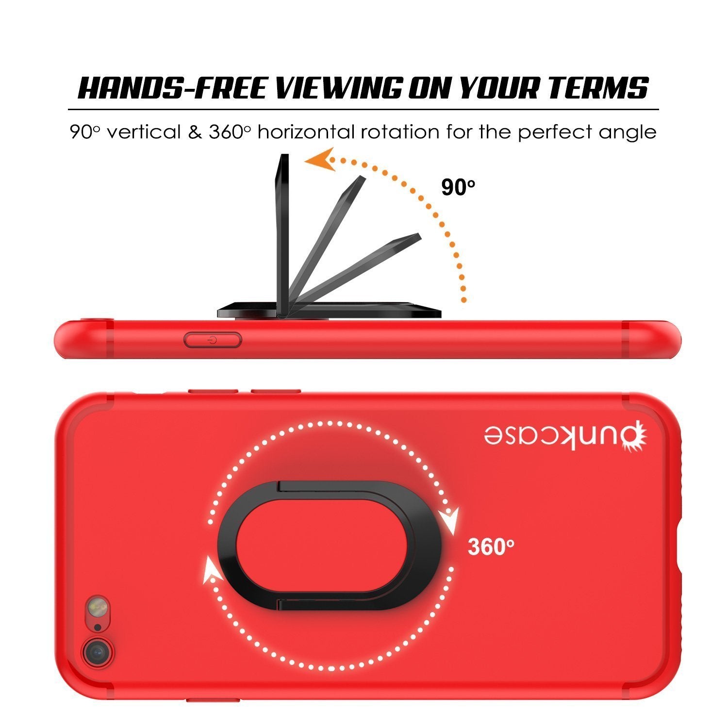 iPhone 8 Case, Punkcase Magnetix Protective TPU Cover W/ Kickstand, Tempered Glass Screen Protector [Red] 