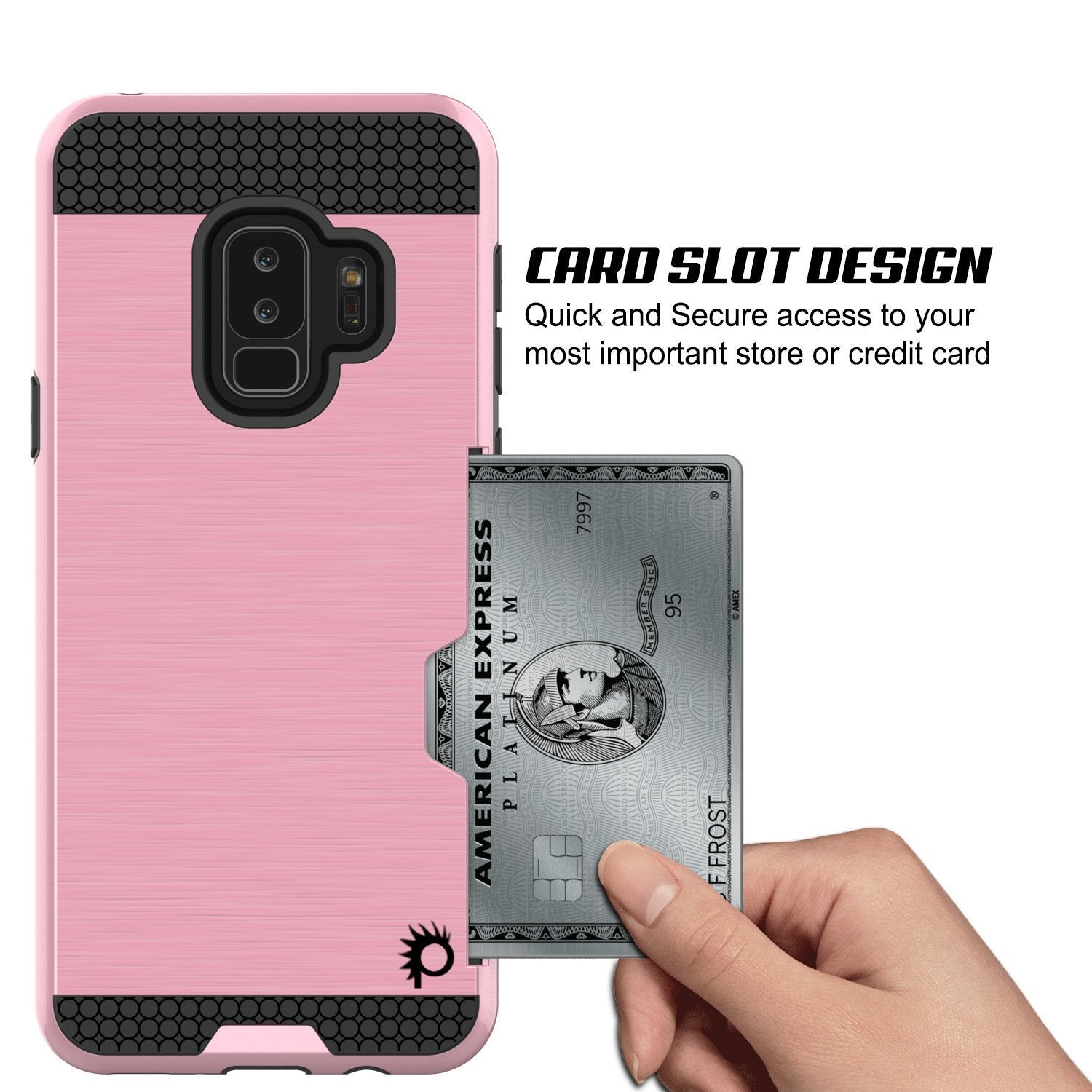 Galaxy S9 Plus Case, PUNKcase [SLOT Series] [Slim Fit] Dual-Layer Armor Cover w/Integrated Anti-Shock System [Pink] (Color in image: Silver)