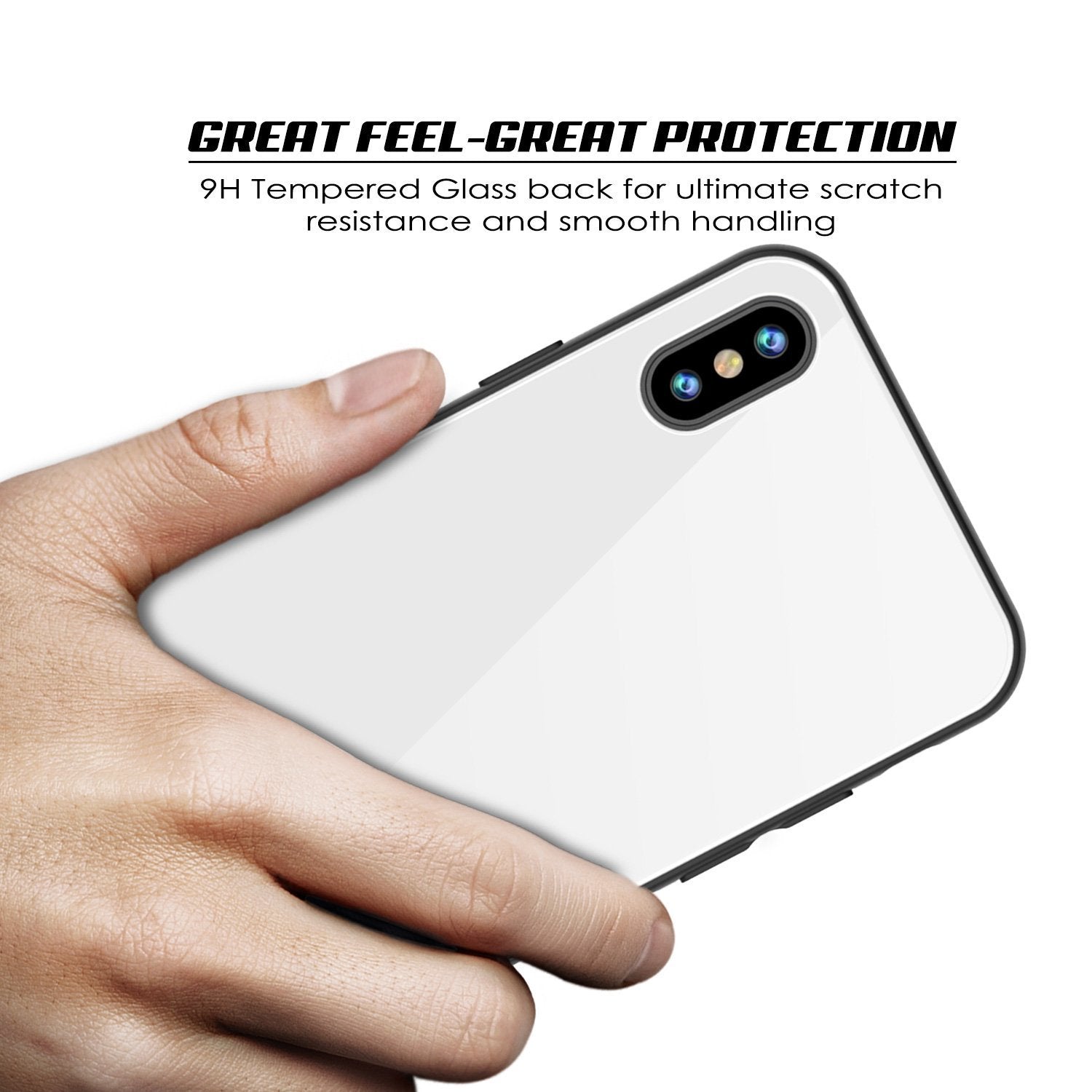 iPhone SE (4.7") Case, Punkcase GlassShield Ultra Thin Protective 9H Full Body Tempered Glass Cover W/ Drop Protection & Non Slip Grip for Apple iPhone 7 / Apple iPhone SE (4.7") (White) (Color in image: Black)