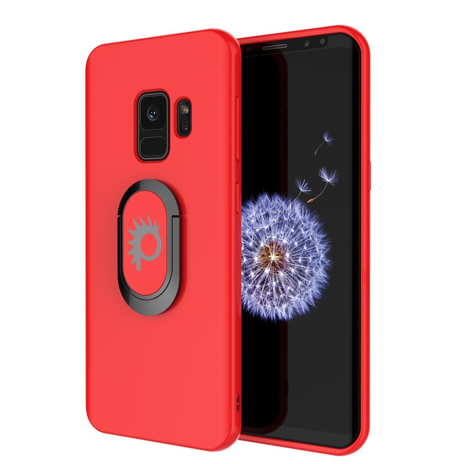 Capa Galaxy S9, Punkcase Magnetix Protetora de TPU com Suporte, Anel Grip Holder e Placa de Metal para Montagem Magnética de Carro para Telefone PLUS Protetor de Tela PunkShield para Samsung S9 Edge [Vermelho]