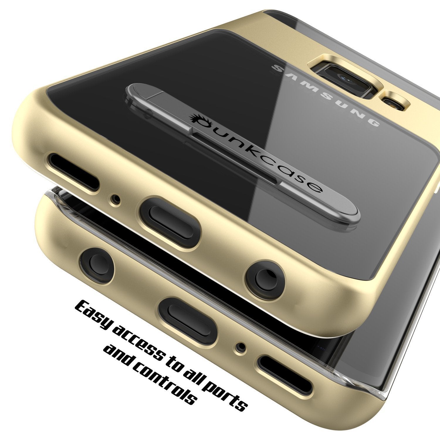 Galaxy S9 Case, PUNKcase [LUCID 3.0 Series] [Slim Fit] [Clear Back] Armor Cover w/ Integrated Kickstand, Anti-Shock System & PUNKSHIELD Screen Protector for Samsung Galaxy S9 [Gold] (Color in image: Grey)