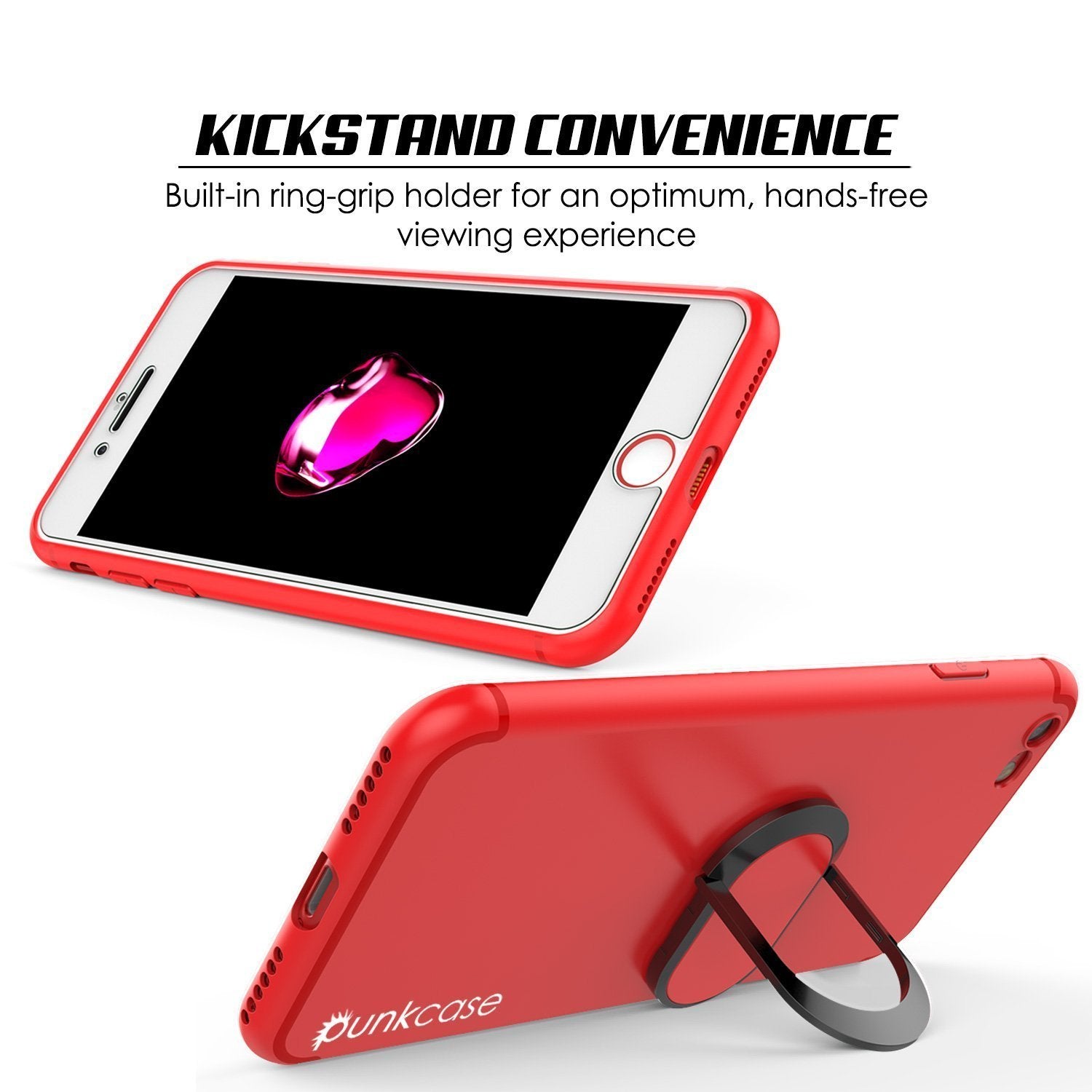 iPhone 8 Case, Punkcase Magnetix Protective TPU Cover W/ Kickstand, Tempered Glass Screen Protector [Red] 