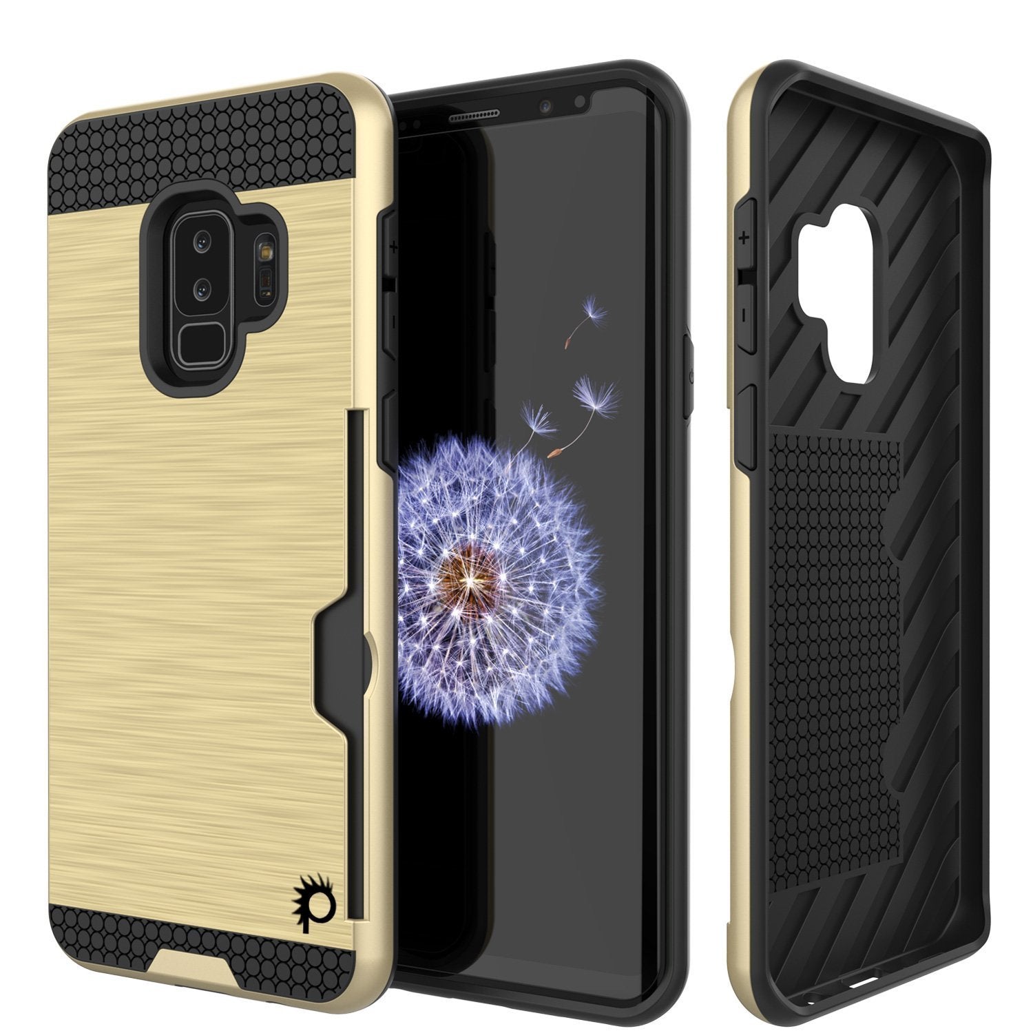 Capa Galaxy S9 Plus, PUNKcase [Série SLOT] [Ajuste Fino] Capa de Armadura de Dupla Camada com Sistema Anti-choque Integrado [Ouro]
