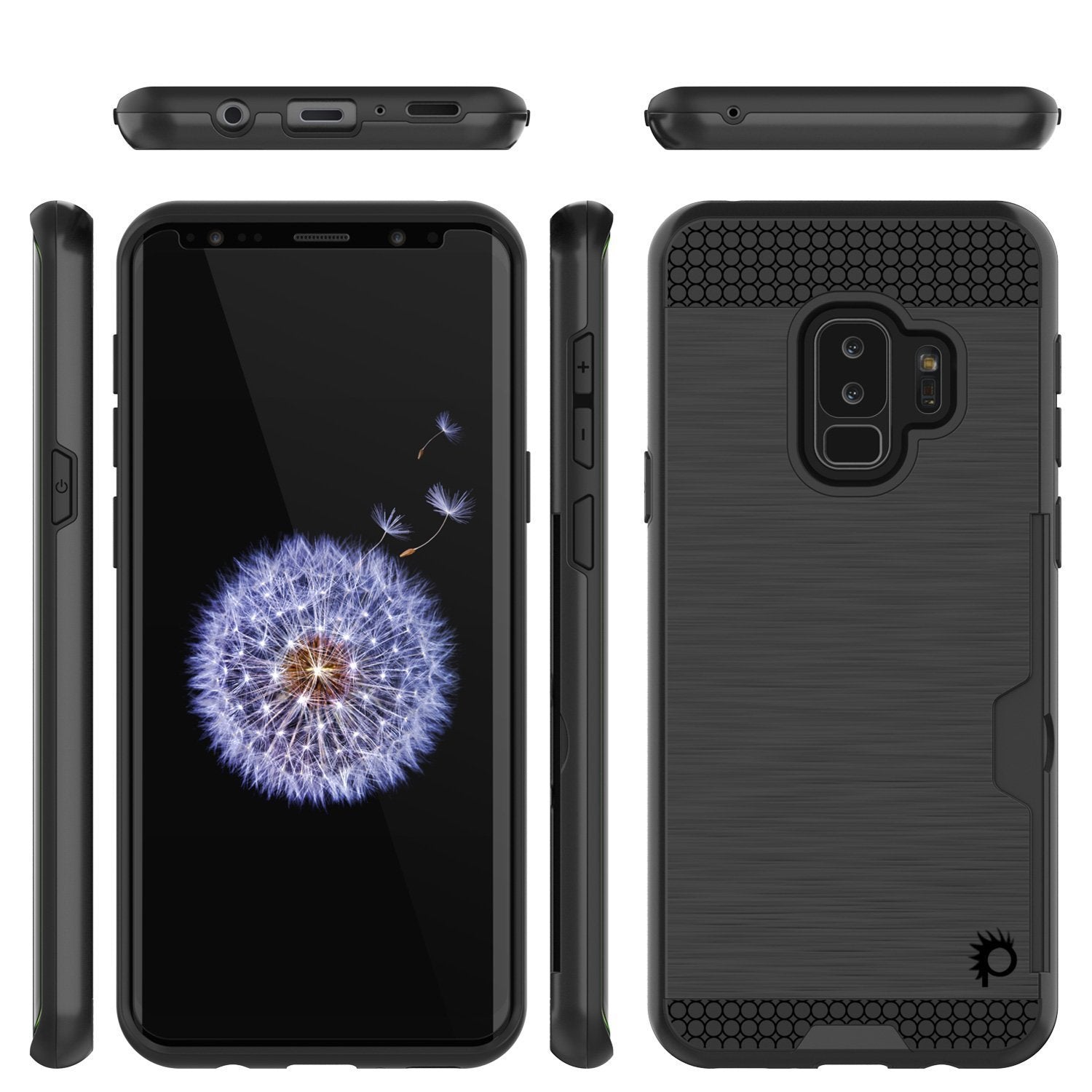 Galaxy S9 Plus Case, PUNKcase [SLOT Series] [Slim Fit] Dual-Layer Armor Cover w/Integrated Anti-Shock System, Credit Card Slot [Black] (Color in image: Navy)