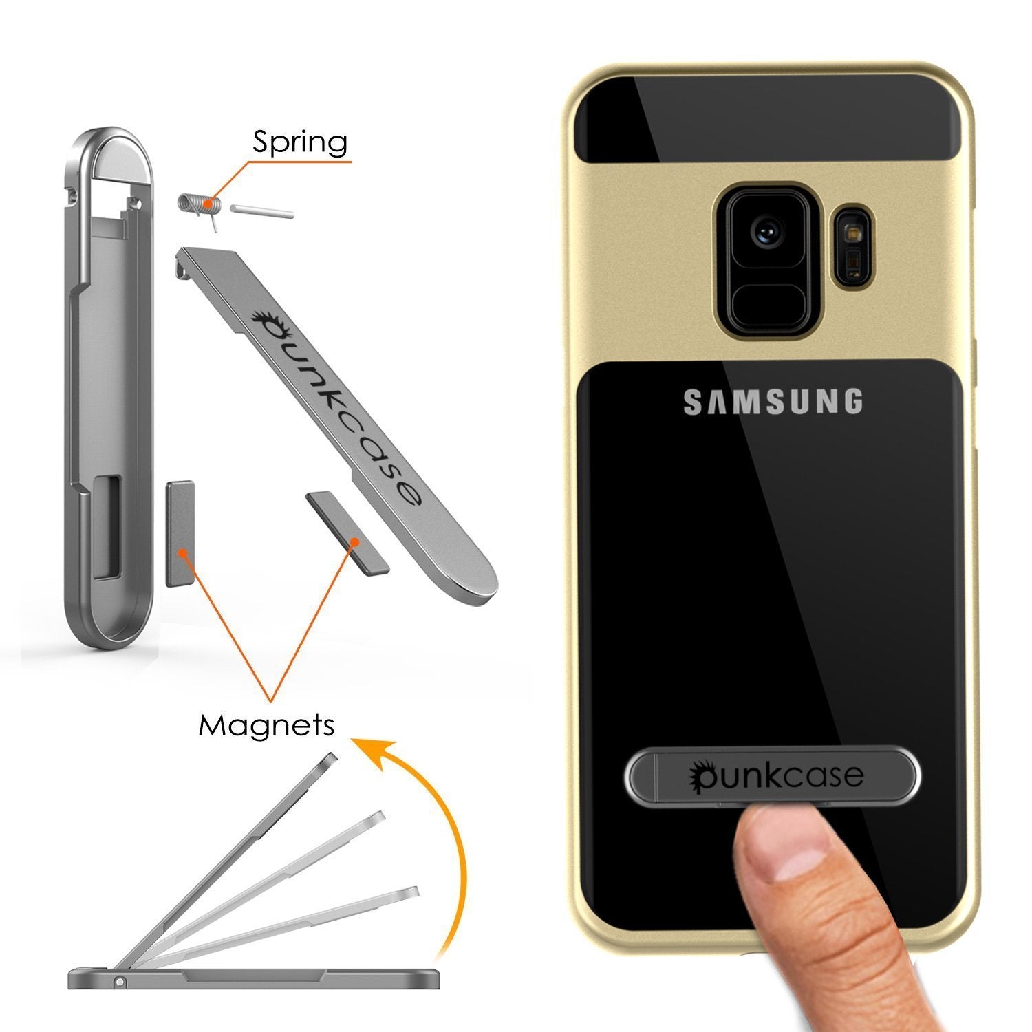 Galaxy S9 Case, PUNKcase [LUCID 3.0 Series] [Slim Fit] [Clear Back] Armor Cover w/ Integrated Kickstand, Anti-Shock System & PUNKSHIELD Screen Protector for Samsung Galaxy S9 [Gold] (Color in image: Rose Gold)