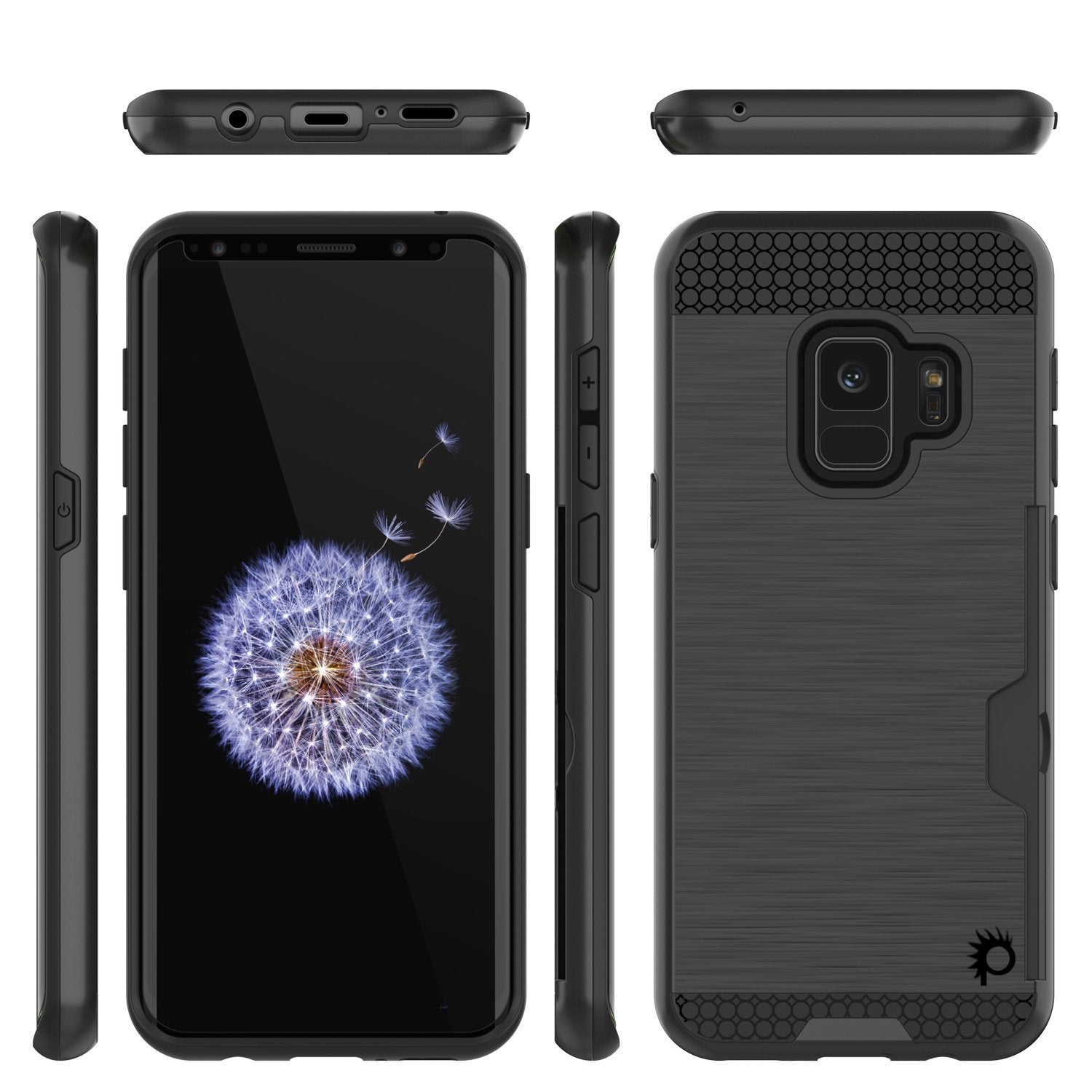 Galaxy S9 Case, PUNKcase [SLOT Series] [Slim Fit] Dual-Layer Armor Cover w/Integrated Anti-Shock System, Credit Card Slot [Black] (Color in image: Navy)