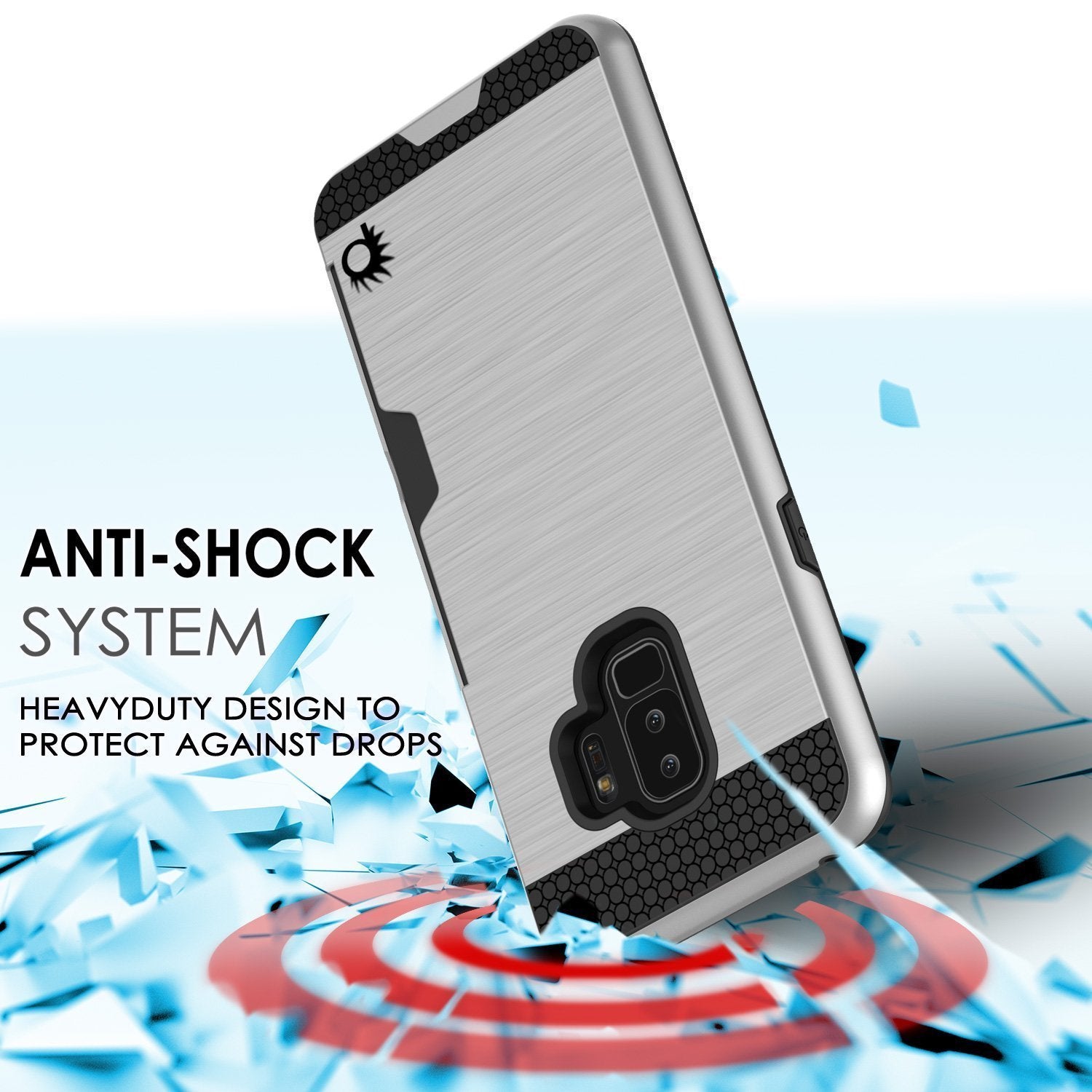 Galaxy S9 Plus Case, PUNKcase [SLOT Series] [Slim Fit] Dual-Layer Armor Cover w/Integrated Anti-Shock System, Credit Card Slot [Silver] (Color in image: Gold)