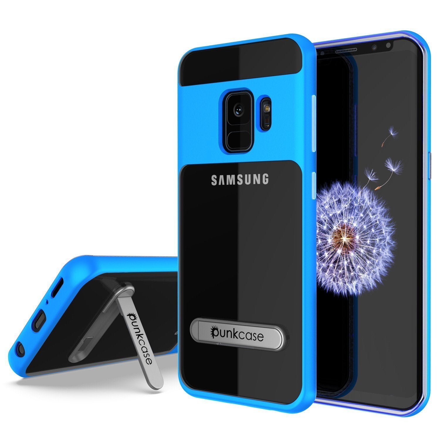 Capa Galaxy S9, PUNKcase [Série LUCID 3.0] [Ajuste Fino] [Costas Transparentes] Capa de Armadura com Suporte Integrado, Sistema Anti-choque e Protetor de Tela PUNKSHIELD para Samsung Galaxy S9 [Azul]