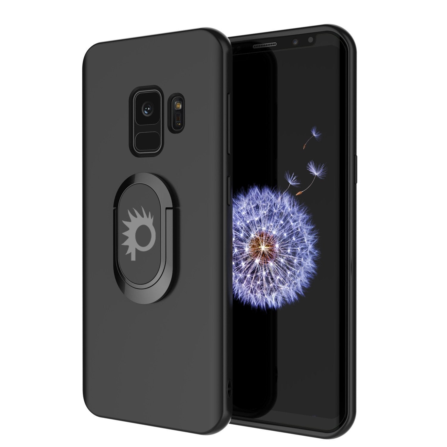 Capa Galaxy S9, Punkcase Magnetix Protetora de TPU com suporte, anel de aderência e placa de metal para suporte de telefone magnético para carro MAIS Protetor de Tela PunkShield para Samsung S9 Edge [Preto]