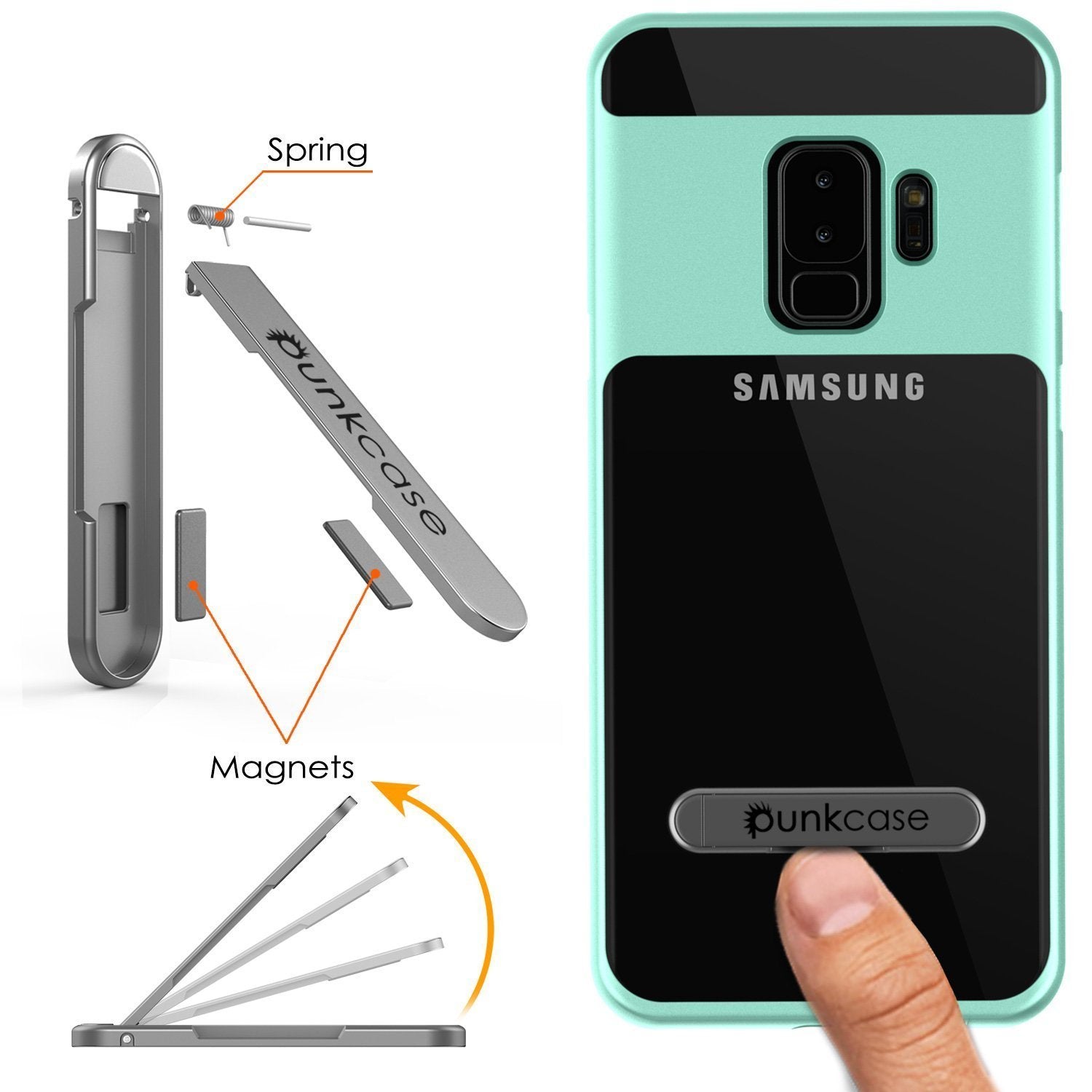 Galaxy S9+ Plus Case, PUNKcase [LUCID 3.0 Series] [Slim Fit] [Clear Back] Armor Cover w/ Integrated Kickstand, Anti-Shock System & PUNKSHIELD Screen Protector for Samsung Galaxy S9+ Plus [Teal] (Color in image: Red)
