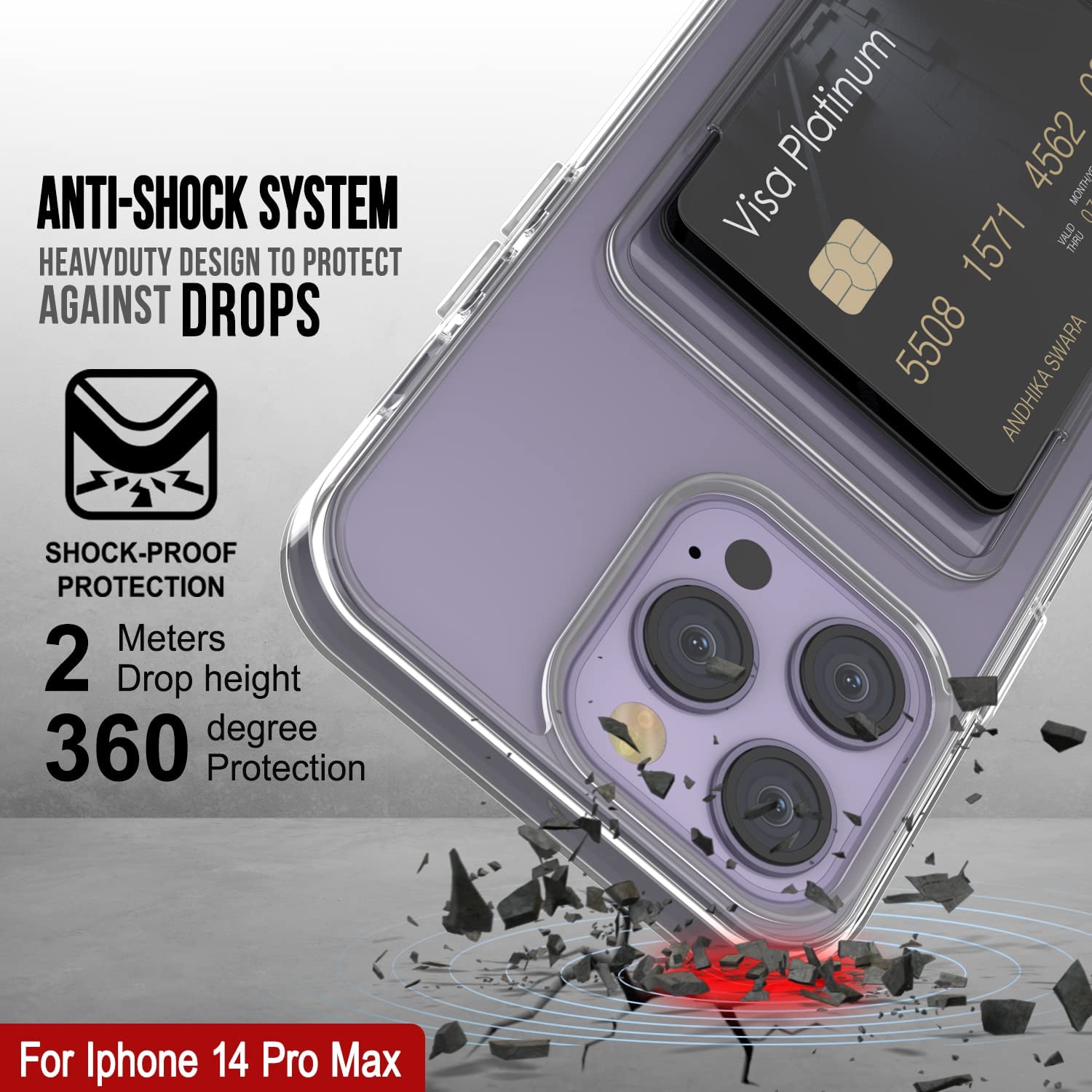 Capa Porta-cartões para iPhone 14 Pro Max [Série Crystal CardSlot] [Ajuste Slim]
