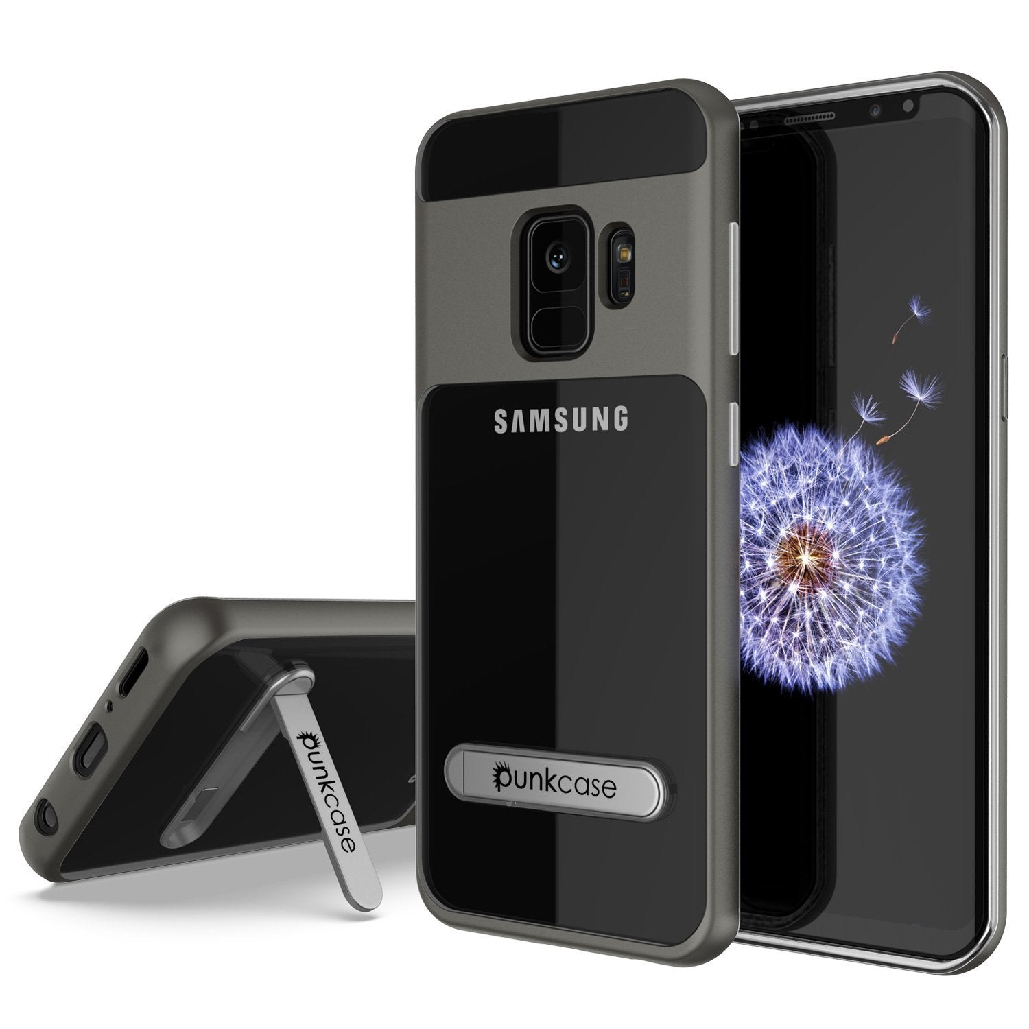 Capa Galaxy S9, PUNKcase [Série LUCID 3.0] [Ajuste Slim] [Fundo Transparente] Capa de Proteção com Suporte Integrado, Sistema Anti-choque & Protetor de Tela PUNKSHIELD para Samsung Galaxy S9 [Cinza]