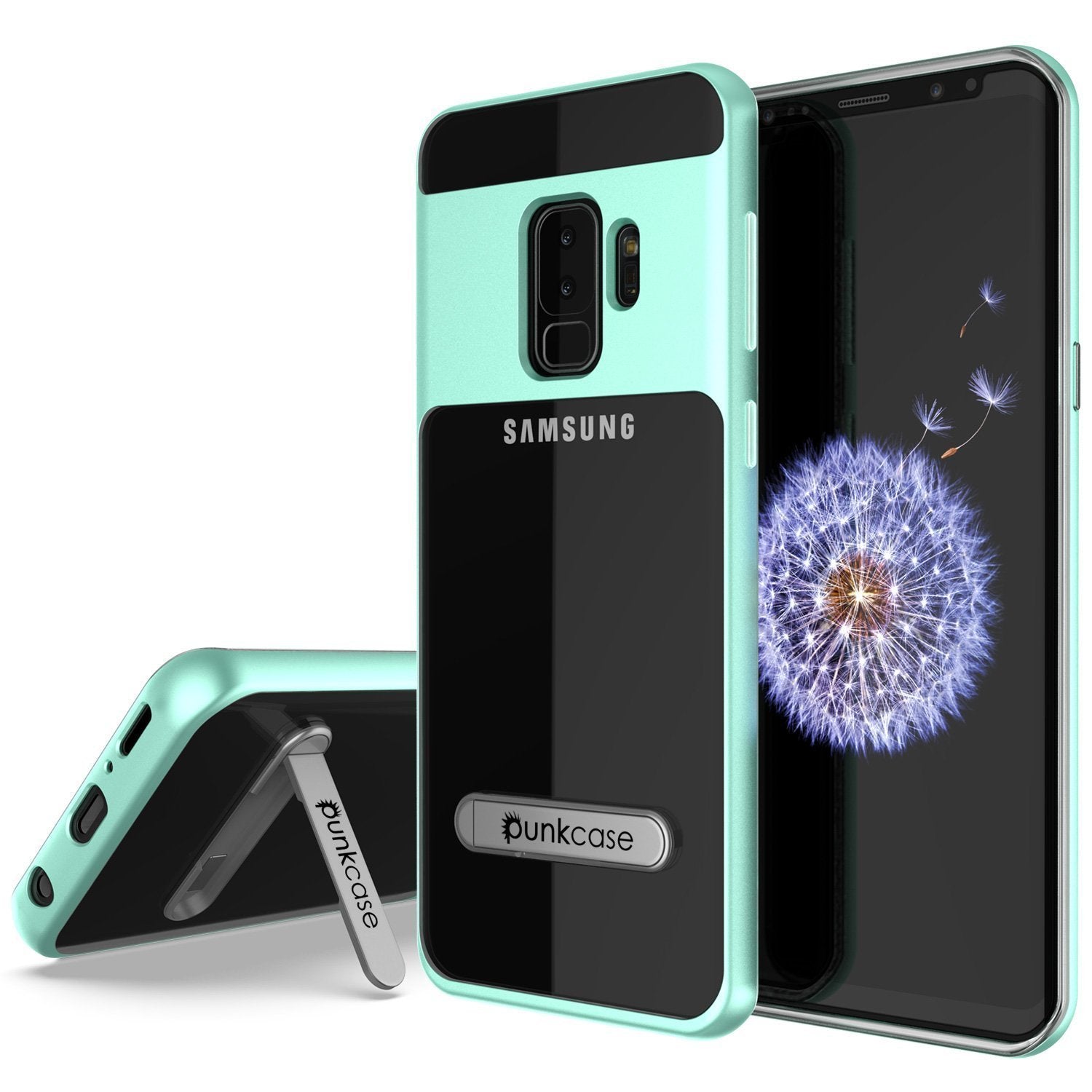 Capa Galaxy S9+ Plus, PUNKcase [Série LUCID 3.0] [Ajuste Slim] [Costas Transparentes] Capa de Armadura com Suporte Integrado, Sistema Anti-choque & Protetor de Tela PUNKSHIELD para Samsung Galaxy S9+ Plus [Azul Turquesa]