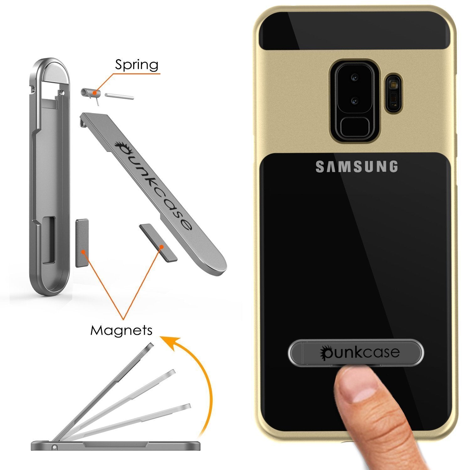 Galaxy S9+ Plus Case, PUNKcase [LUCID 3.0 Series] [Slim Fit] [Clear Back] Armor Cover w/ Integrated Kickstand, Anti-Shock System & PUNKSHIELD Screen Protector for Samsung Galaxy S9+ Plus [Gold] (Color in image: Rose Gold)