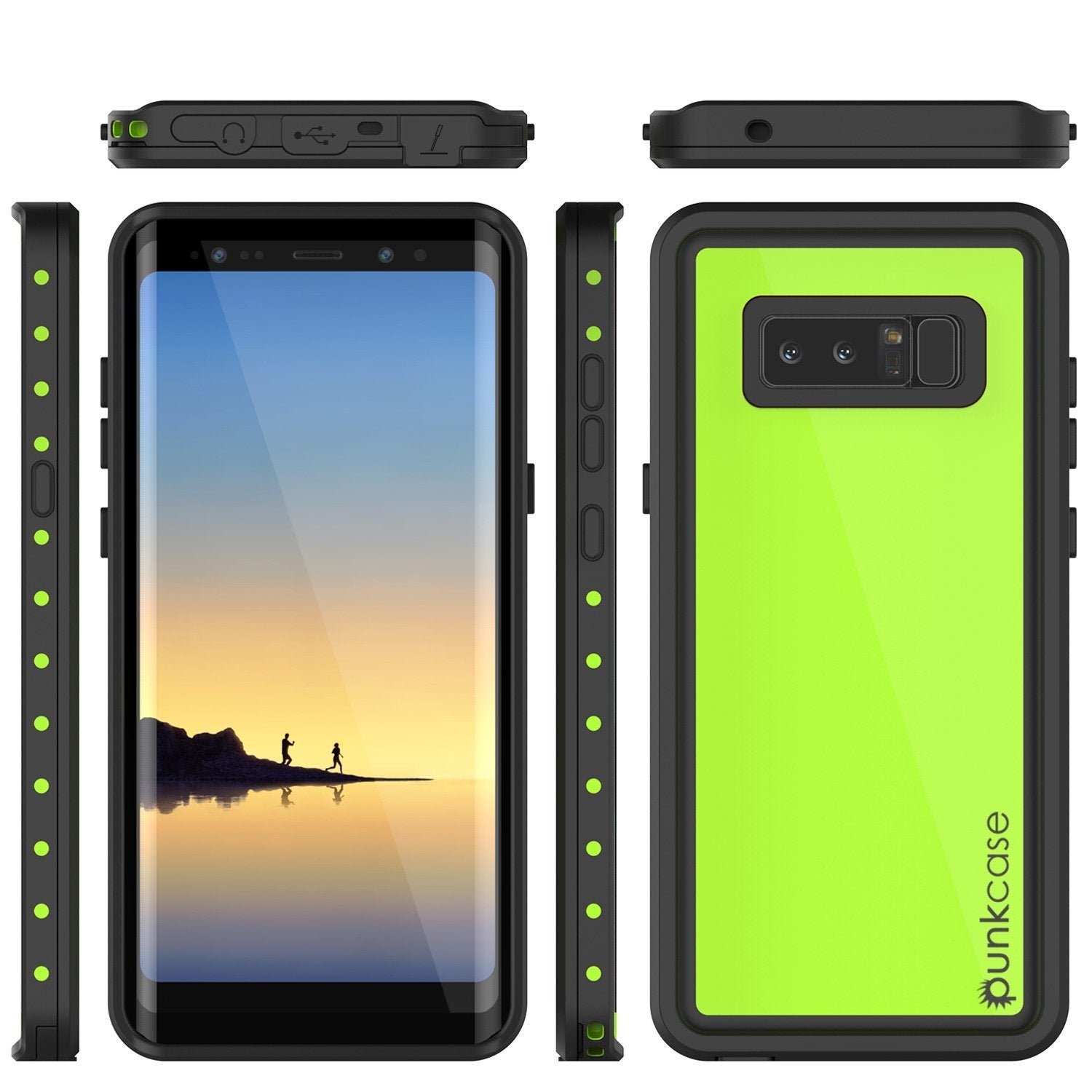 Galaxy Note 8 Waterproof Case PunkCase StudStar Light Green Thin 6.6ft Underwater IP68 ShockProof (Color in image: light blue)