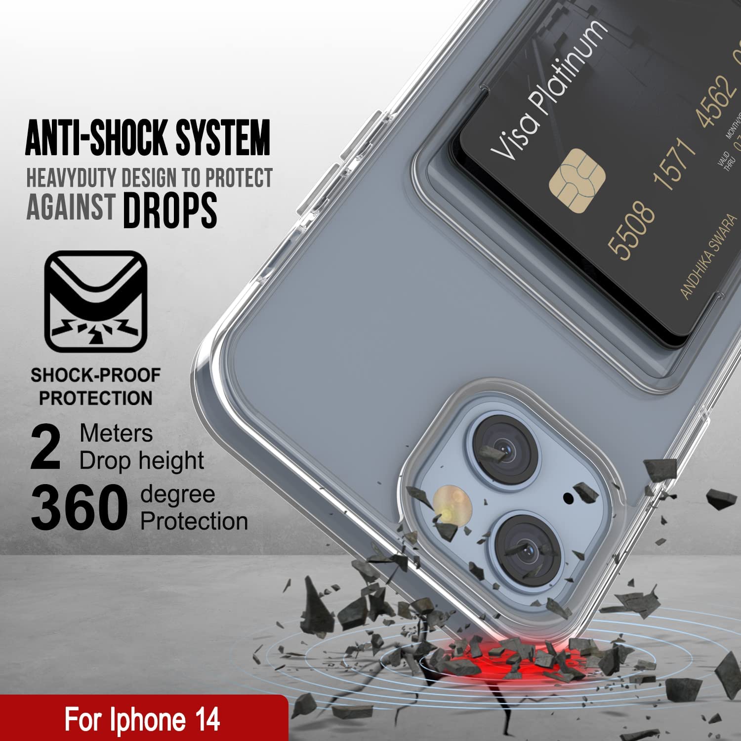 Capa com suporte para cartão iPhone 14 [Série Crystal CardSlot] [Ajuste Slim]