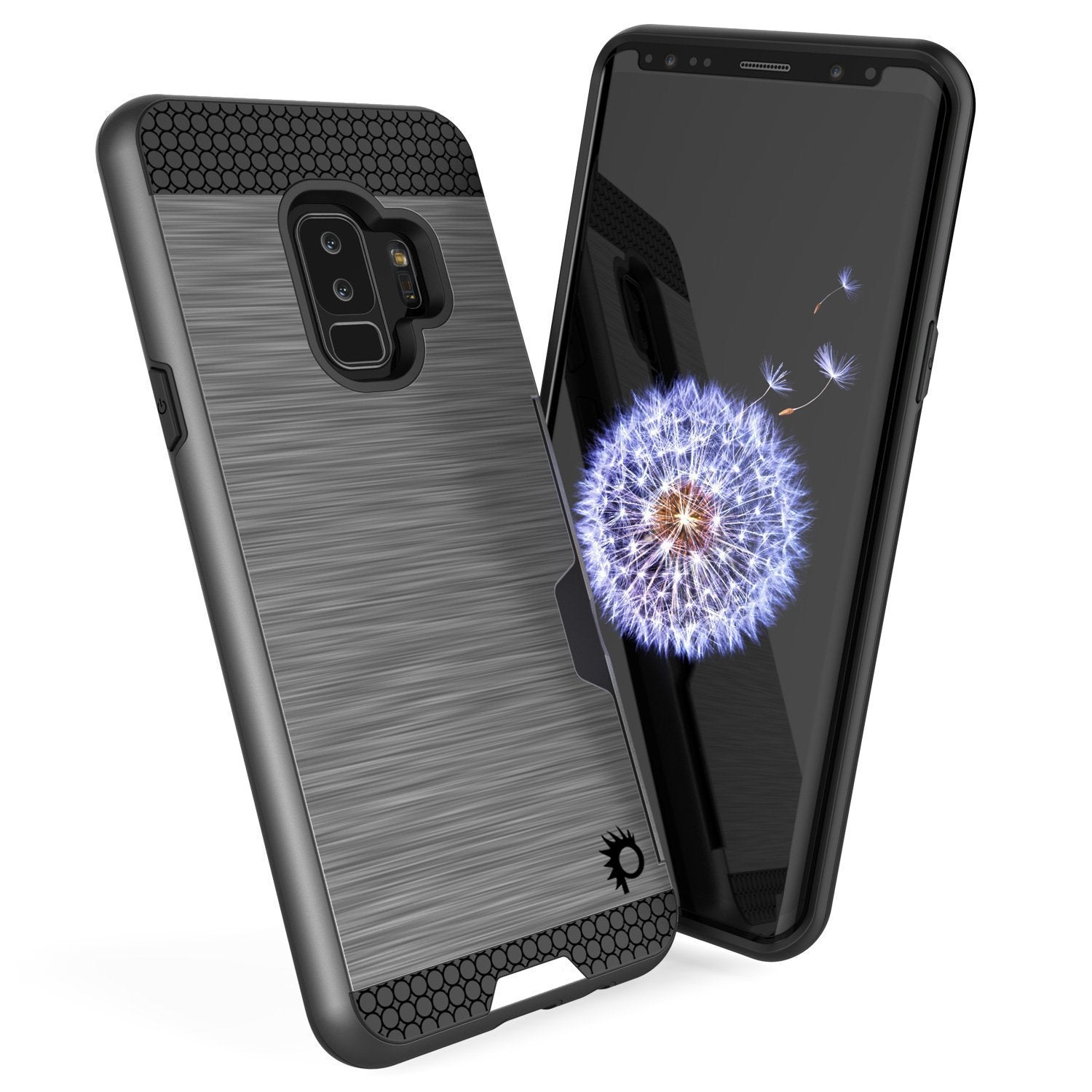 Galaxy S9 Plus Case, PUNKcase [SLOT Series] [Slim Fit] Dual-Layer Armor Cover w/Integrated Anti-Shock System [Grey] (Color in image: Black)
