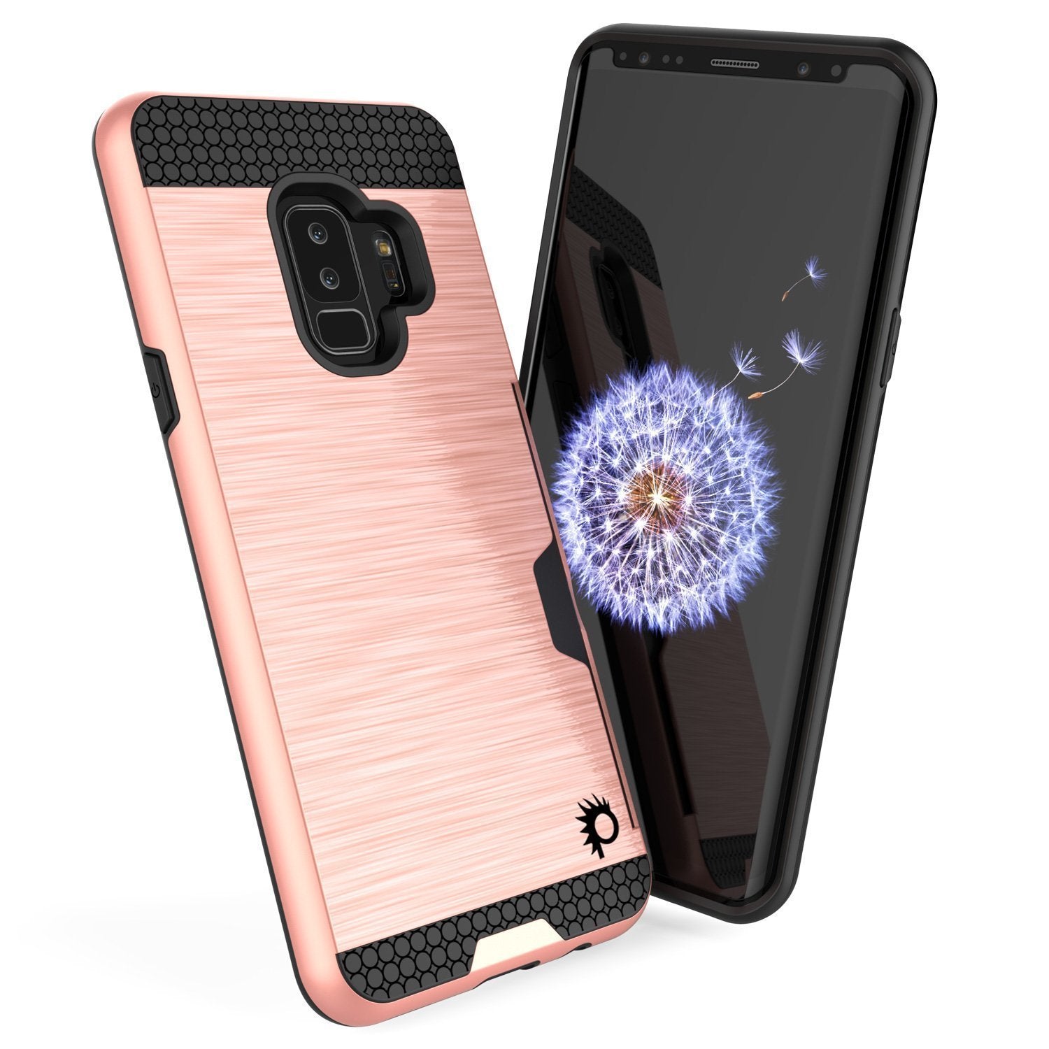 Galaxy S9 Plus Case, PUNKcase [SLOT Series] [Slim Fit] Dual-Layer Armor Cover w/Integrated Anti-Shock System, Credit Card Slot  [Rose Gold] (Color in image: Grey)