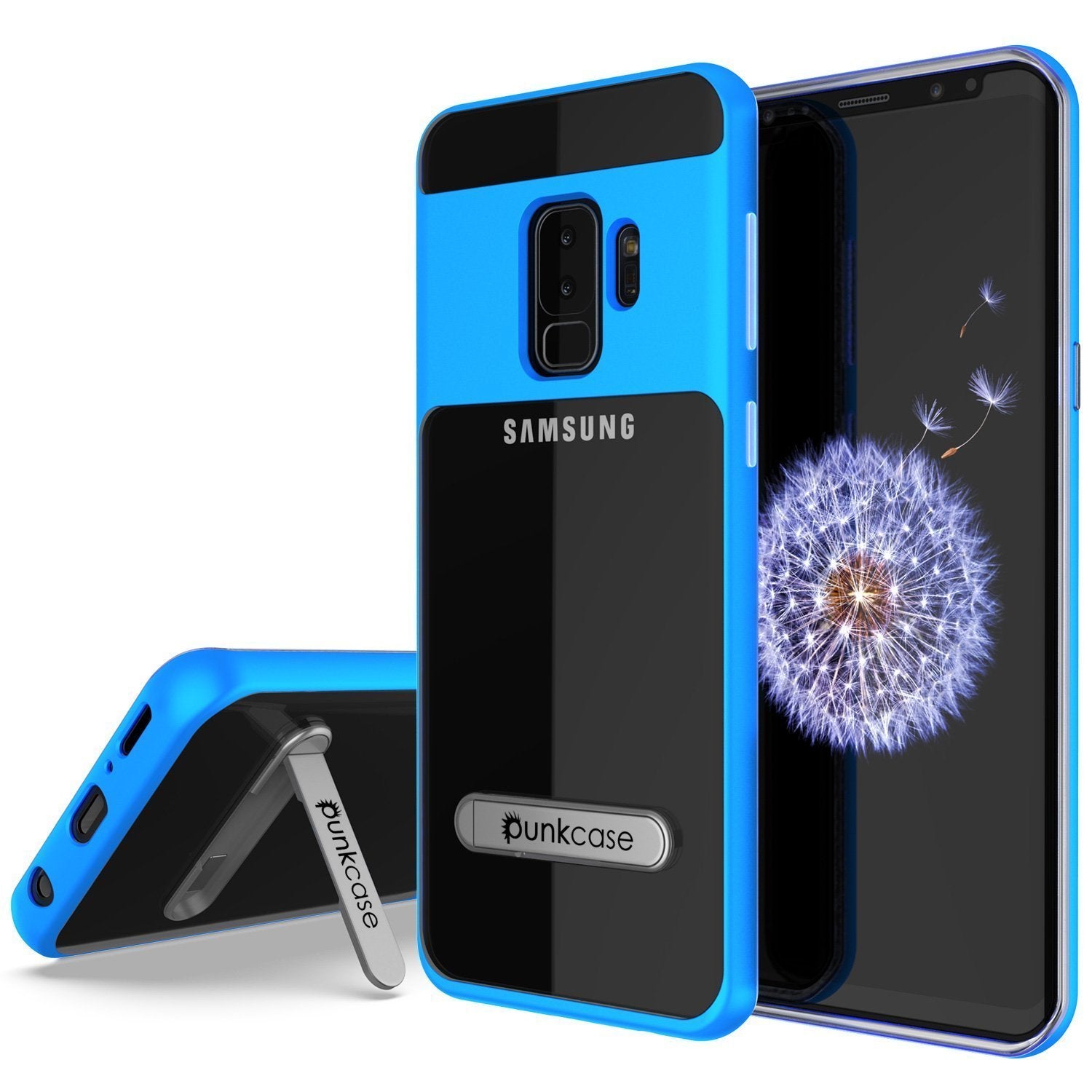 Capa para Galaxy S9+ Plus, PUNKcase [Série LUCID 3.0] [Ajuste Slim] [Costas Transparentes] Capa de Armadura com Suporte Integrado, Sistema Anti-choque & Protetor de Tela PUNKSHIELD para Samsung Galaxy S9+ Plus [Azul]