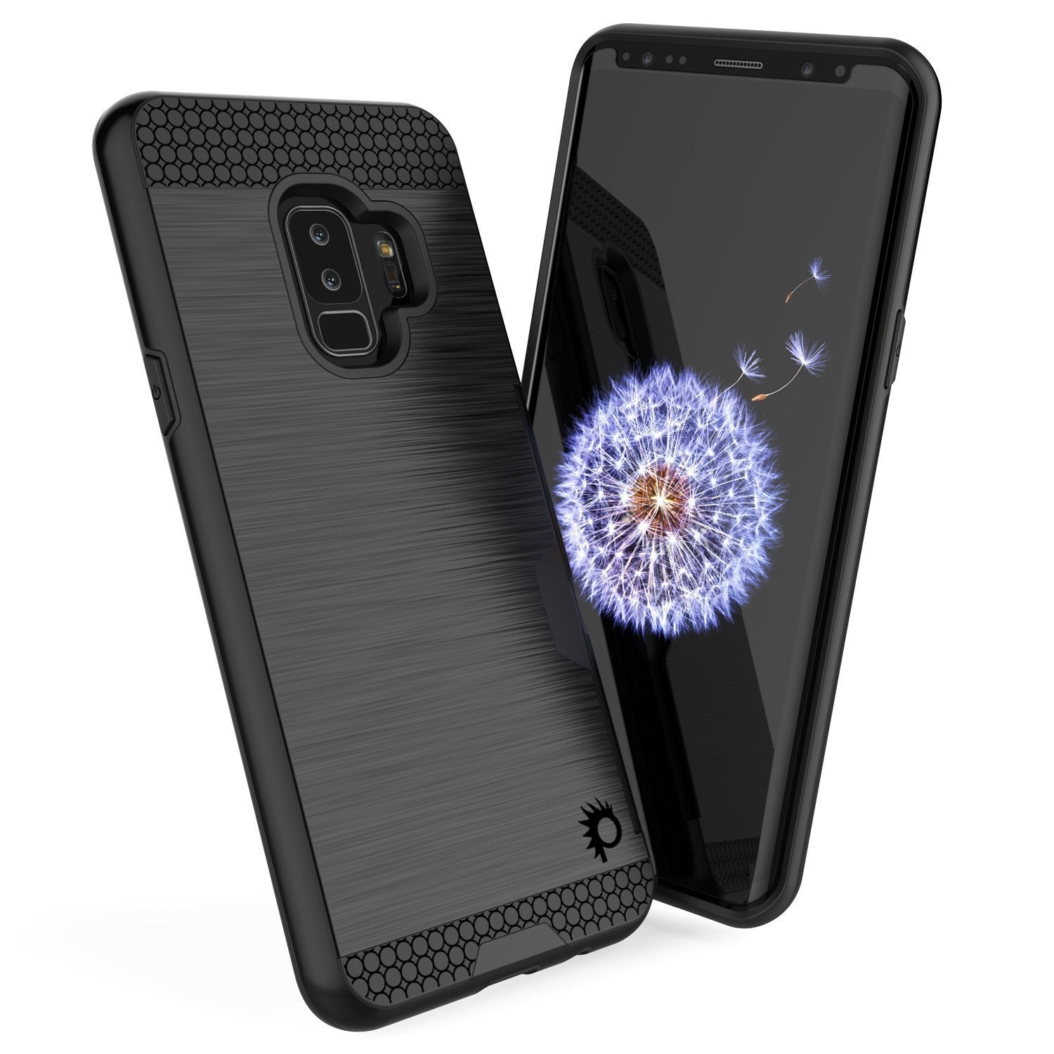 Galaxy S9 Plus Case, PUNKcase [SLOT Series] [Slim Fit] Dual-Layer Armor Cover w/Integrated Anti-Shock System, Credit Card Slot [Black] (Color in image: Grey)