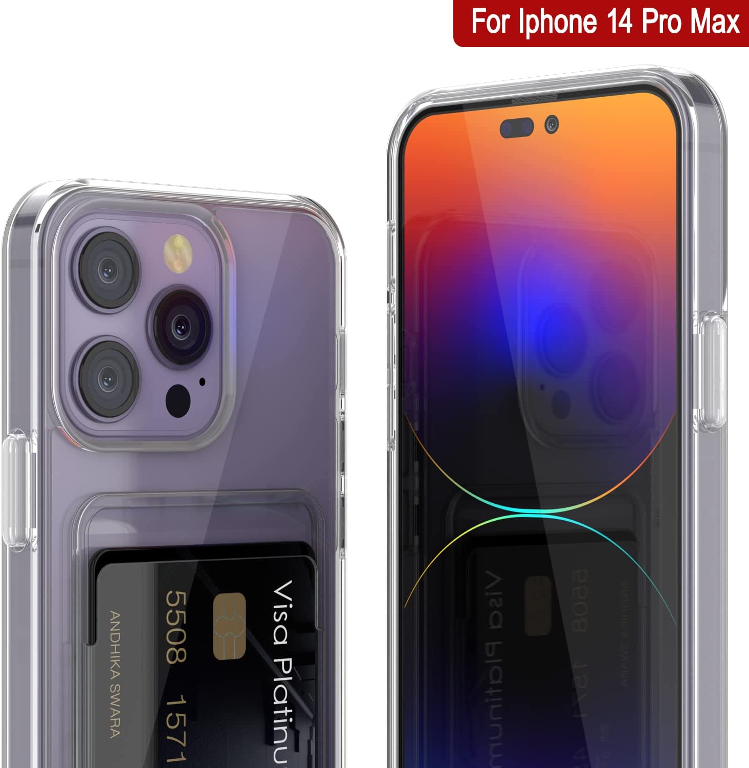 Capa Porta-cartões para iPhone 14 Pro Max [Série Crystal CardSlot] [Ajuste Slim]