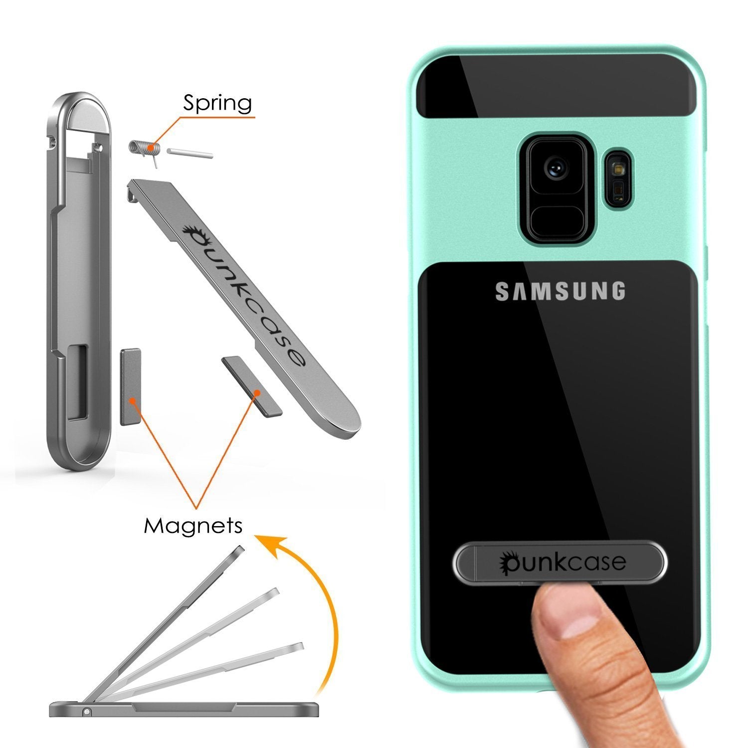 Galaxy S9 Case, PUNKcase [LUCID 3.0 Series] [Slim Fit] [Clear Back] Armor Cover w/ Integrated Kickstand, Anti-Shock System & PUNKSHIELD Screen Protector for Samsung Galaxy S9 [Teal] (Color in image: Red)