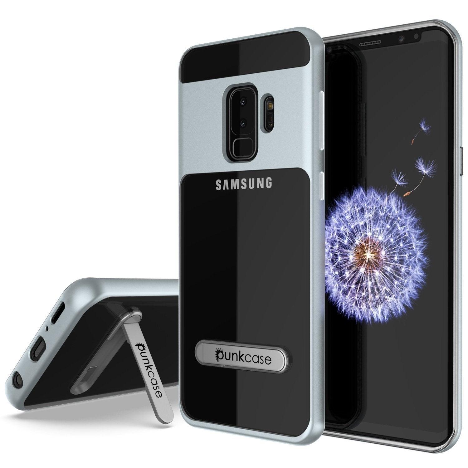 Capa Galaxy S9+ Plus, PUNKcase [Série LUCID 3.0] [Ajuste Slim] [Costas Transparentes] Capa Blindada com Suporte Integrado, Sistema Anti-Choque e Protetor de Tela PUNKSHIELD para Samsung Galaxy S9+ Plus [Prateada]